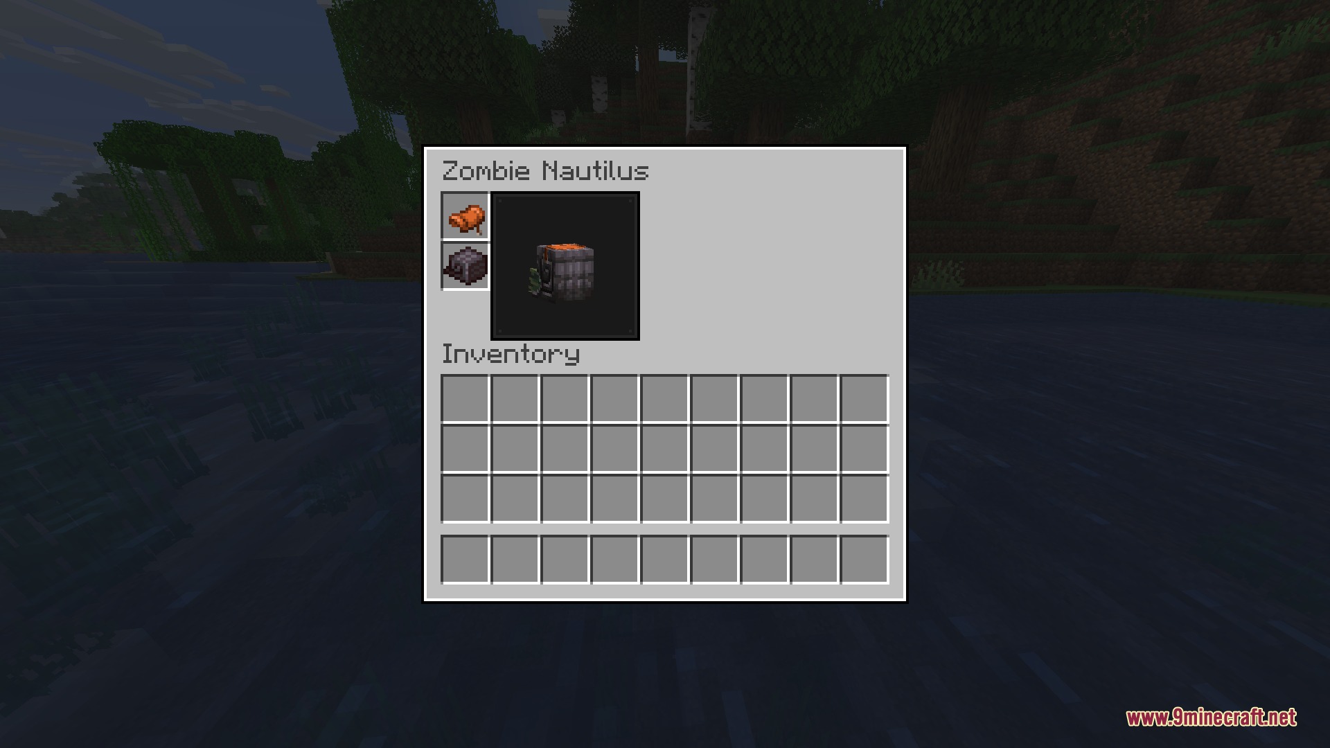 Gravel GUI Resource Pack Screenshot 5 Zombie Nautilus inventory screen showing a saddle and dark block items