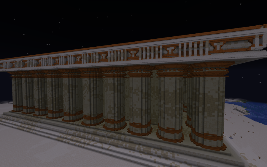 Greek Parthenon Schematic Screenshots 1 A massive Greek Parthenon Schematic built with tall stone columns at night