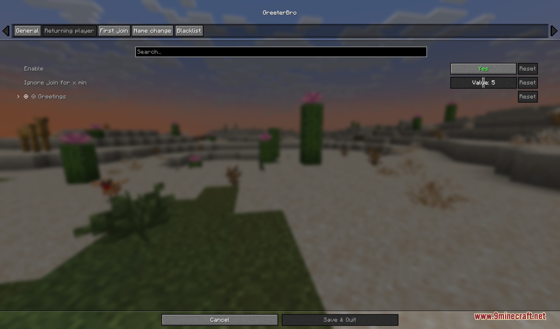 Returning player configuration tab for managing automated greetings in the game menu