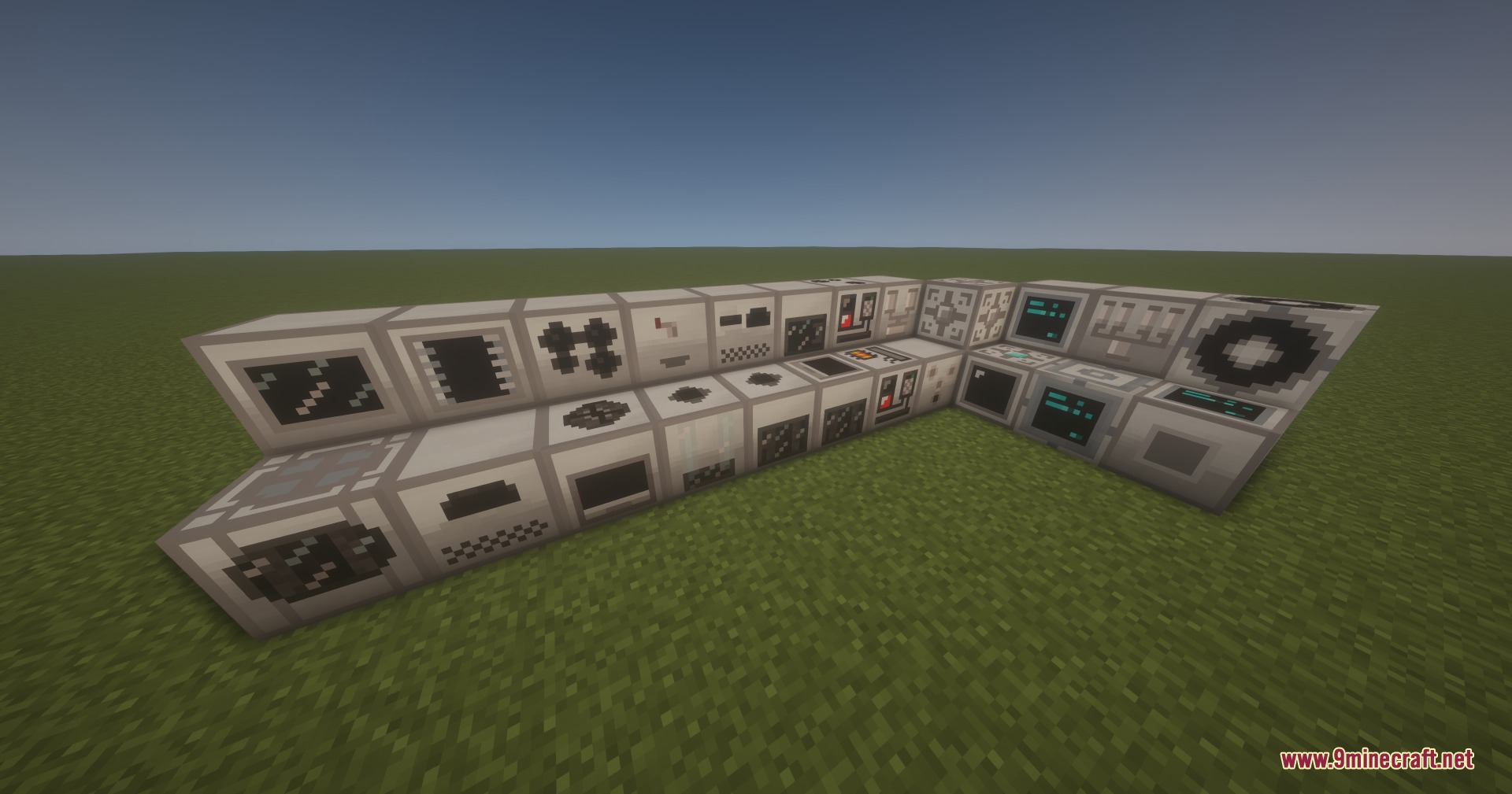 A row of various industrial machine blocks from the GregTech Experimental Mod