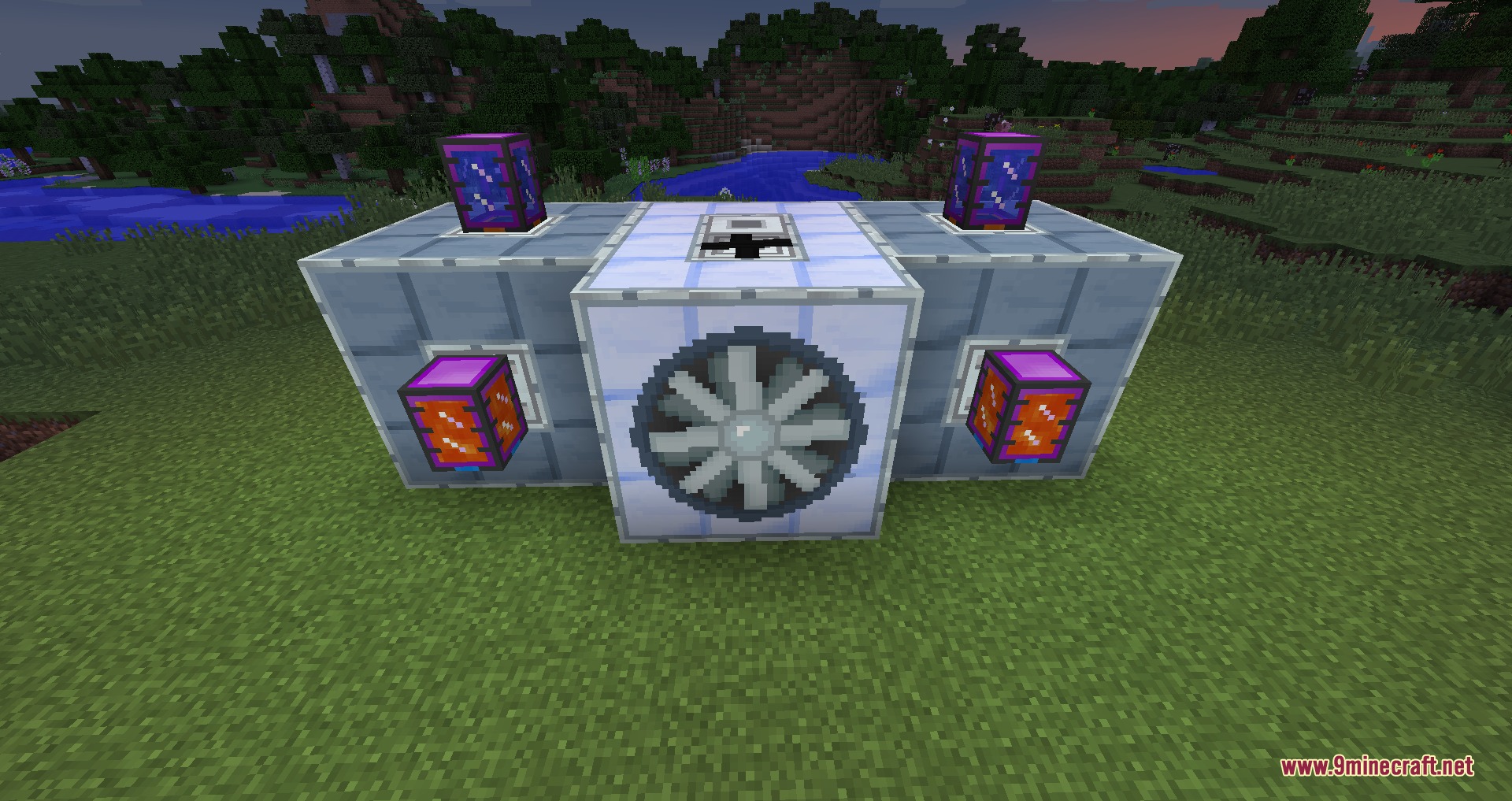 A large Greg Tech multiblock machine with energy storage units and a turbine