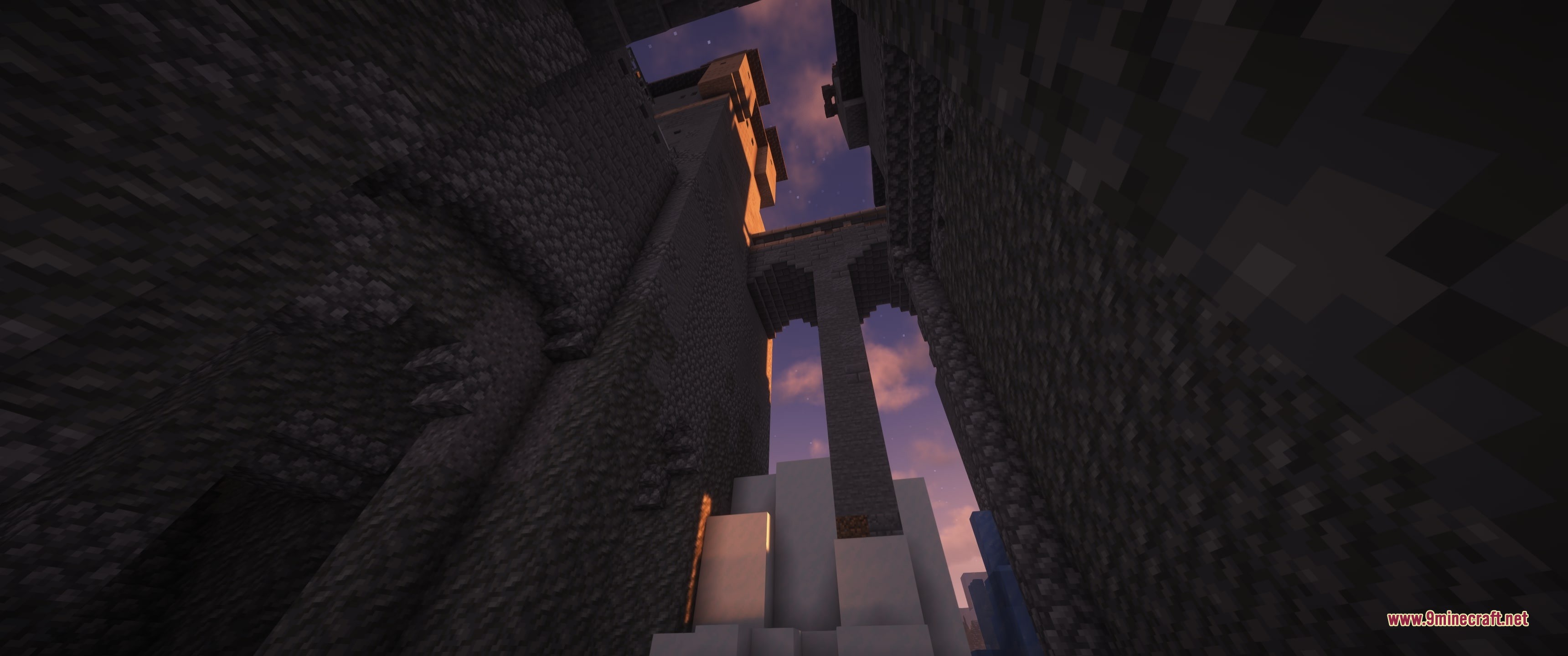 Grim Kingdoms Vanilla Edition Data Pack Screenshot 6 Looking up at the towering stone walls and bridge of a castle