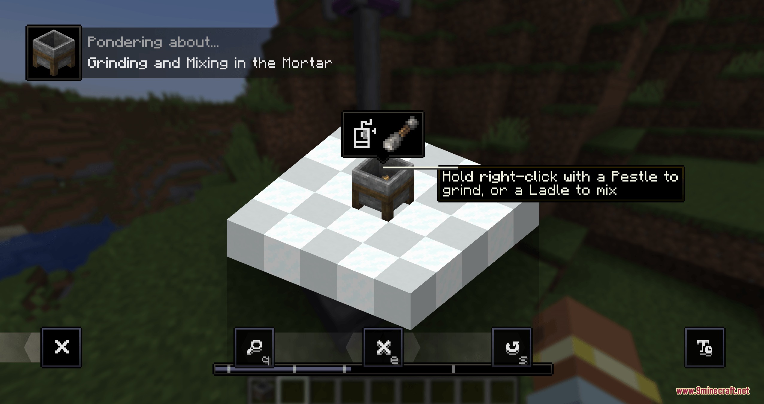 Grit and Gristle Mod Screenshot 3 Animated Ponder guide for grinding and mixing in the Grit and Gristle Mortar