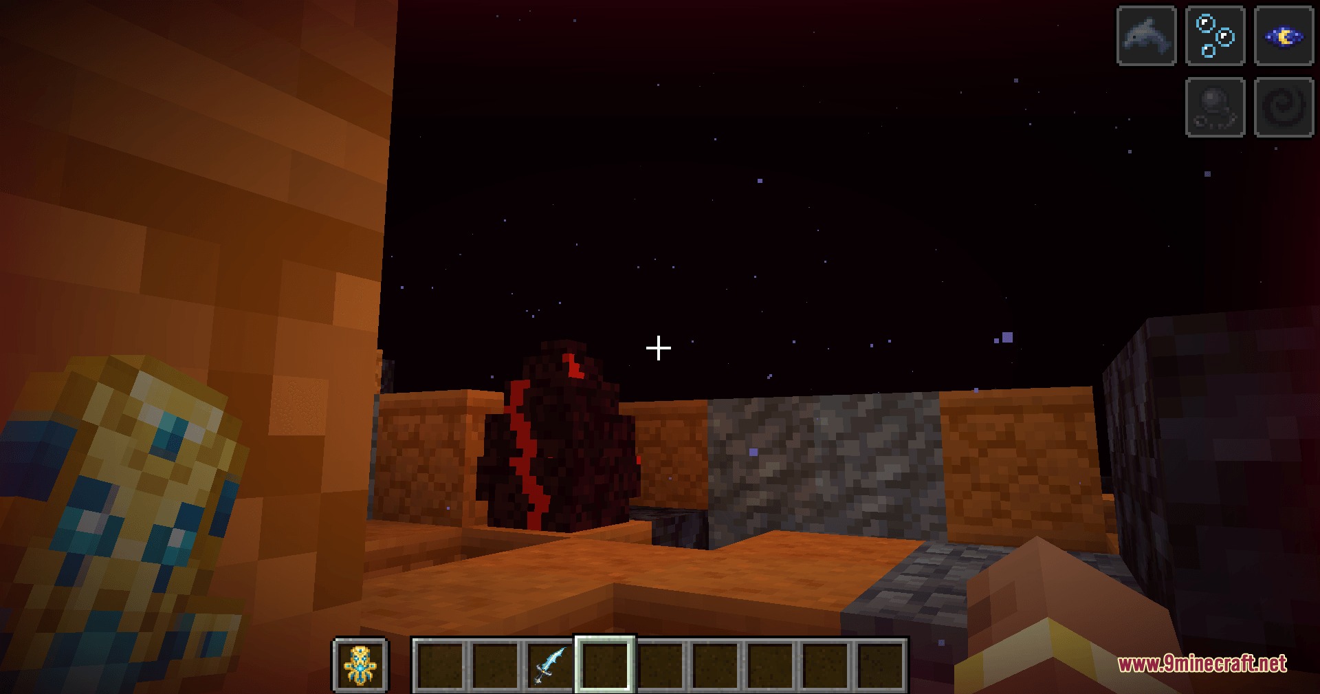 Hadopelagic Reach Mod Screenshot 2 A player holds a Totem of Abyssal Souls near a large kraken egg