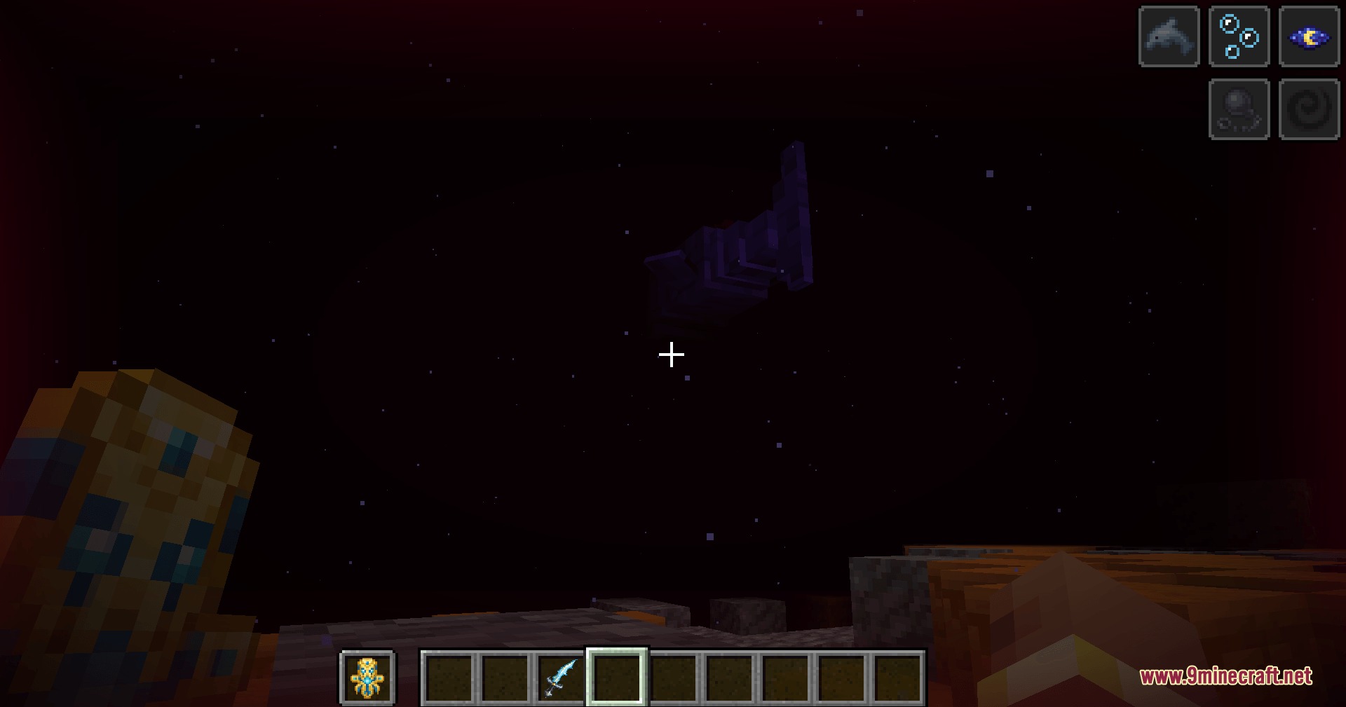 Hadopelagic Reach Mod Screenshot 7 Player holding a Totem of Abyssal Souls in the Hadopelagic Reach dimension