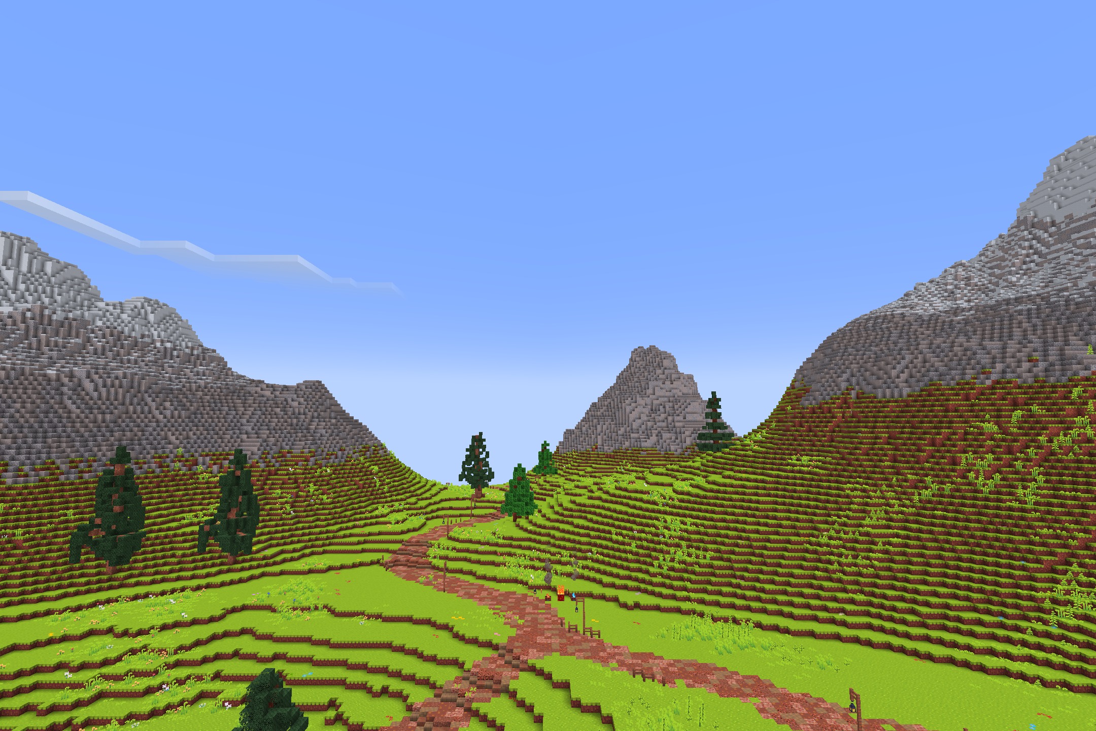 Hafen - Simplistic Resource Pack Screenshot 10 Lush green valley with a winding path and clean mountain textures