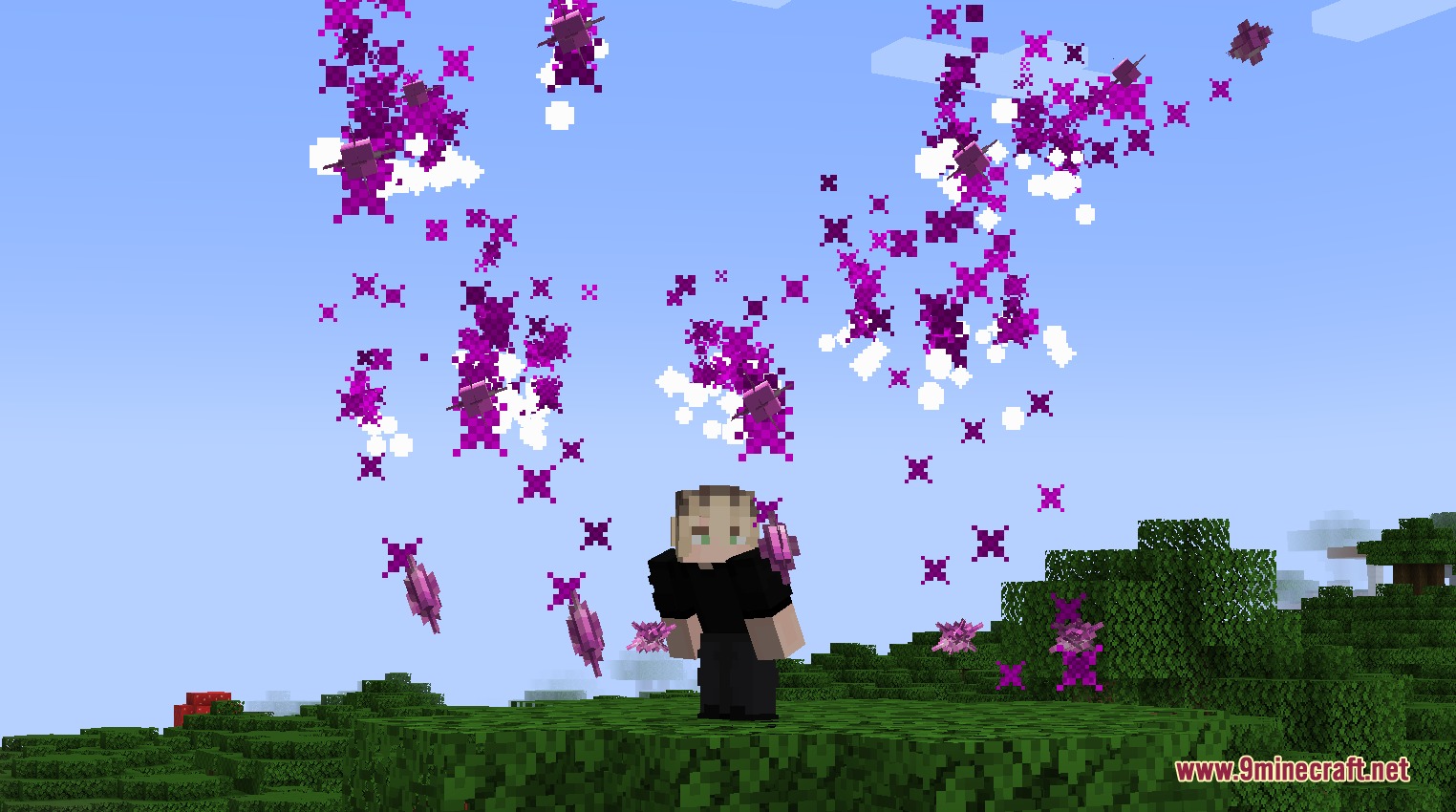 Hah Ueuh Re Zero Mod Screenshot 3 Player character casting powerful purple and white magic spells in a grassy field
