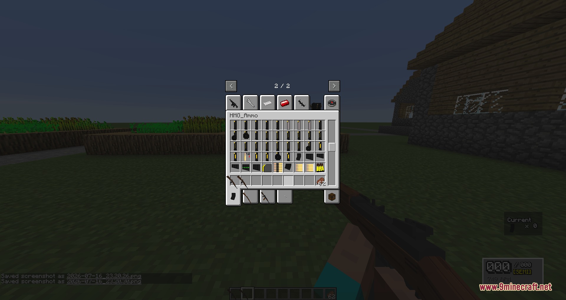 Hand Made Guns Overdrive Mod Screenshot 5 A player holds a rifle while browsing the ammunition inventory tab