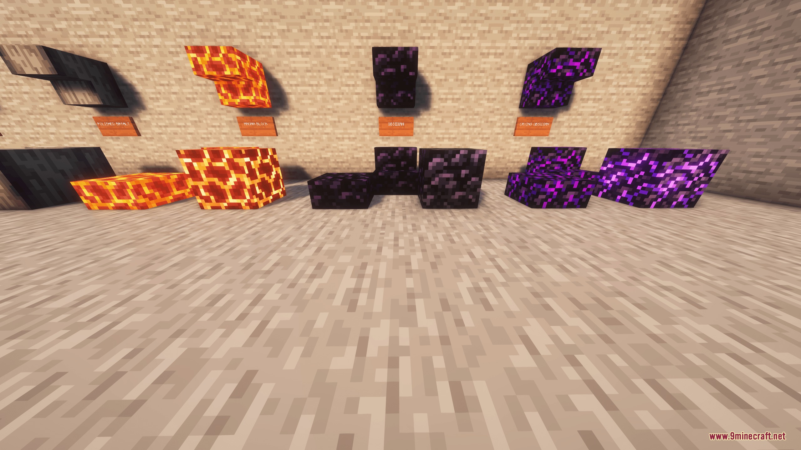 Handwerk AoE Tools Vein Miner Ore Variants & Building Blocks Mod Screenshot 6 Magma and crying obsidian blocks displayed as new slabs and stairs