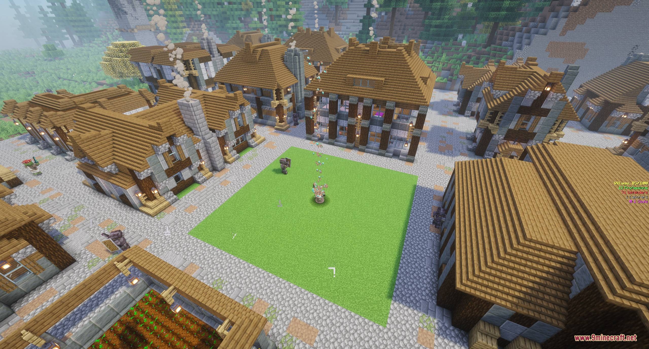 Hearthbound Blueprints Mod Screenshot 3 An aerial view of a village layout built with Hearthbound Blueprints Mod