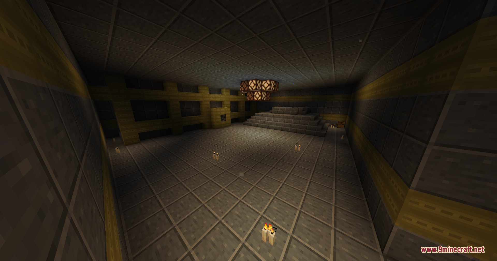 Hermaeus Mora Mod Screenshot 3 A large stone chamber with a chandelier and a raised stone platform