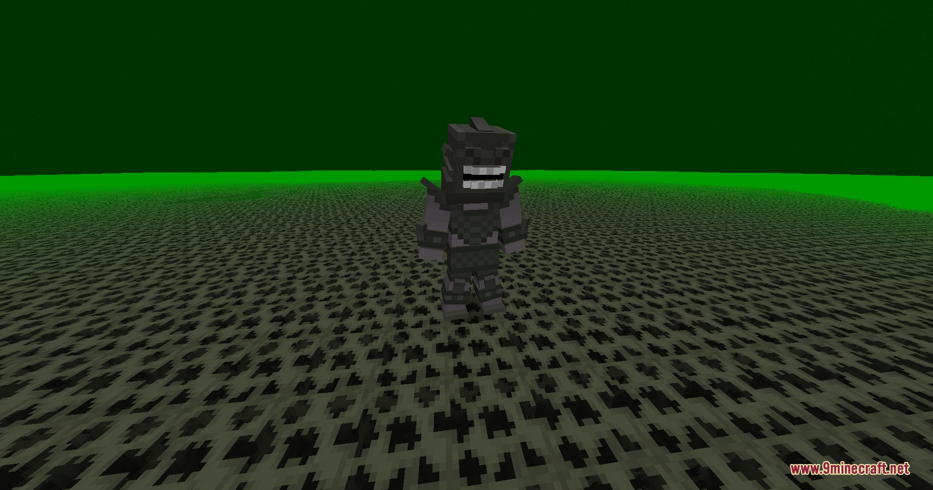 Hermaeus Mora Mod Screenshot 7 A dark armored creature from Hermaeus Mora Mod stands in the green realm