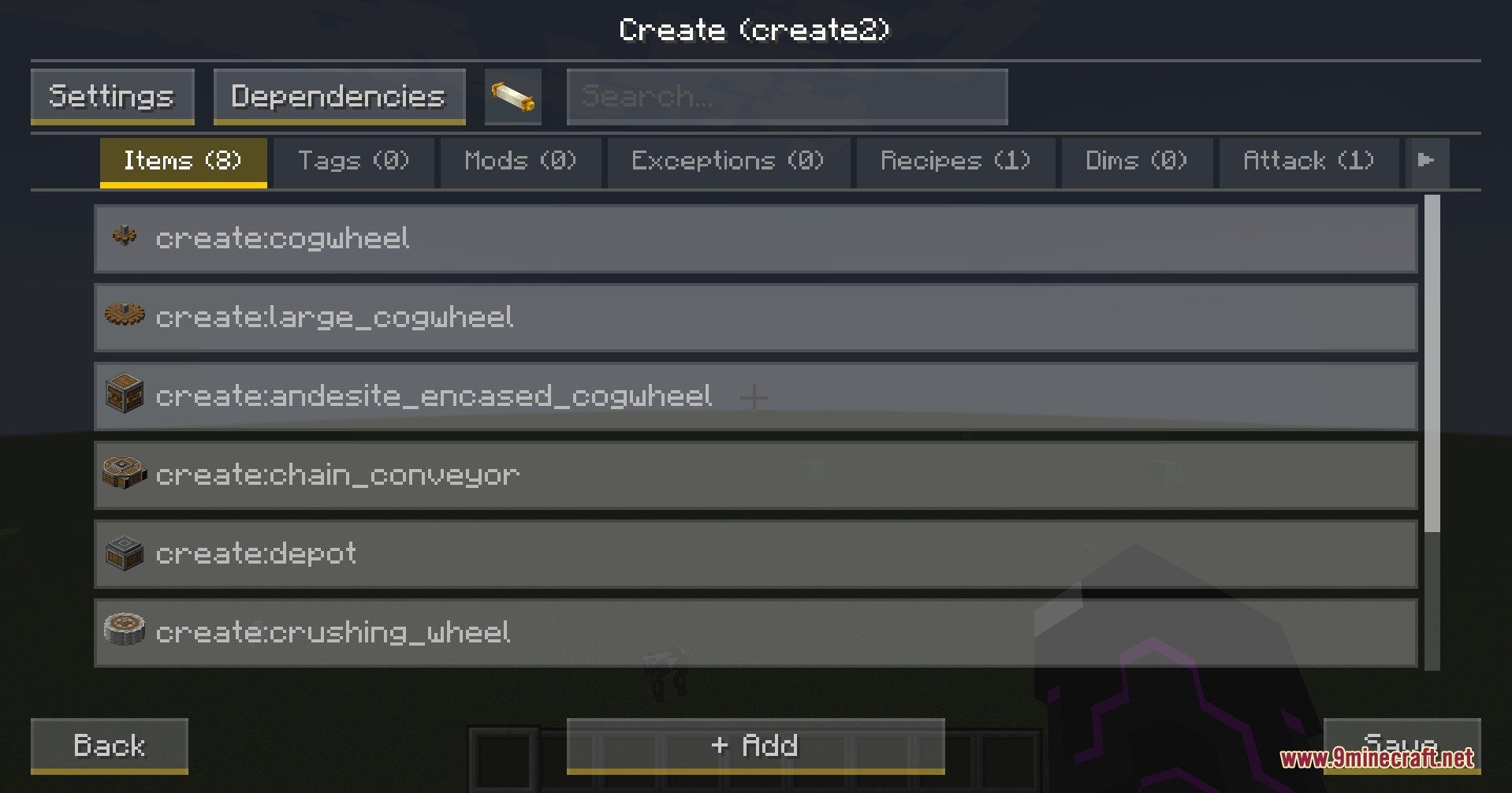 History Stages Mod Screenshot 4 The in game editor menu for managing locked items and game stages