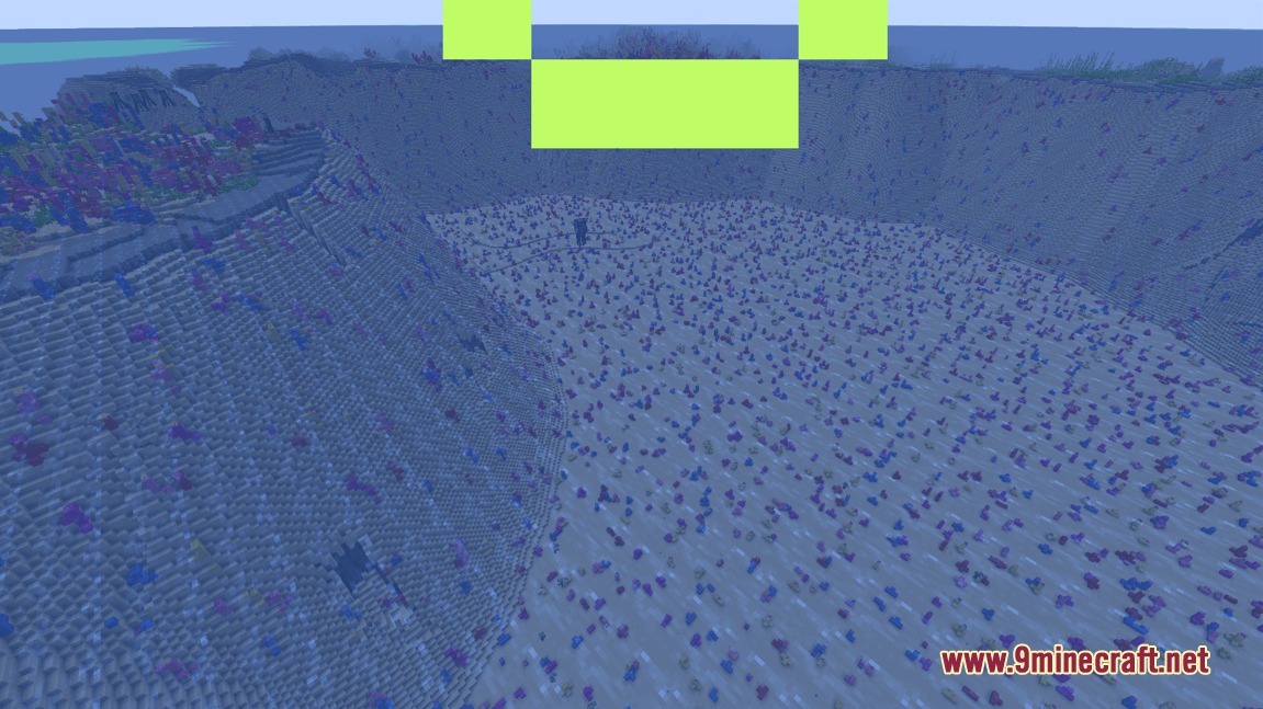 A massive deep ocean trench filled with coral reefs and sea life