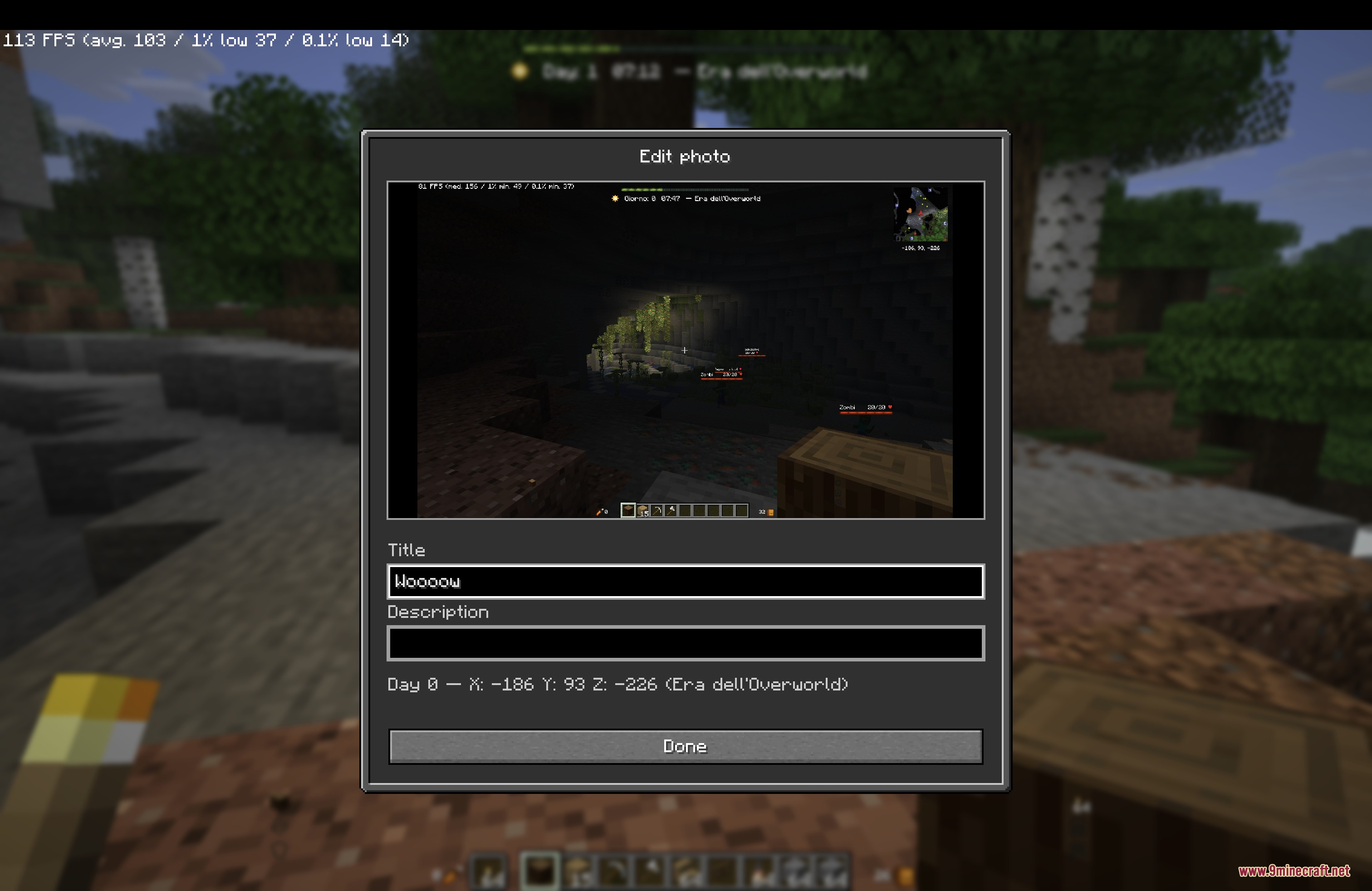 Horizon XP Tracker Mod Screenshot 4 An edit photo screen allows players to add titles and descriptions to screenshots