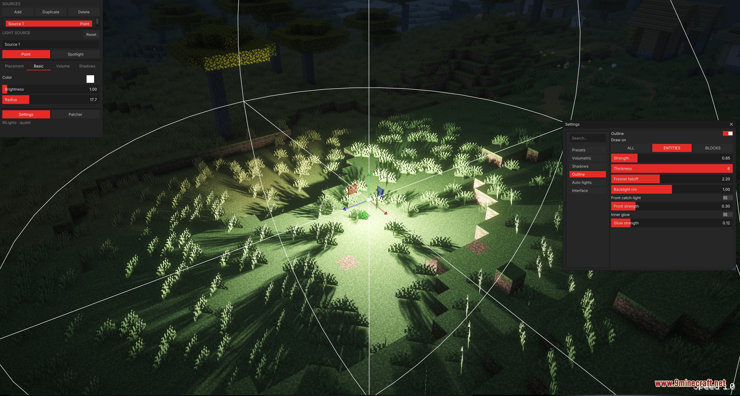 IR Lights Mod Screenshot 4 Using IR Lights mod to place a custom spotlight in a grassy field