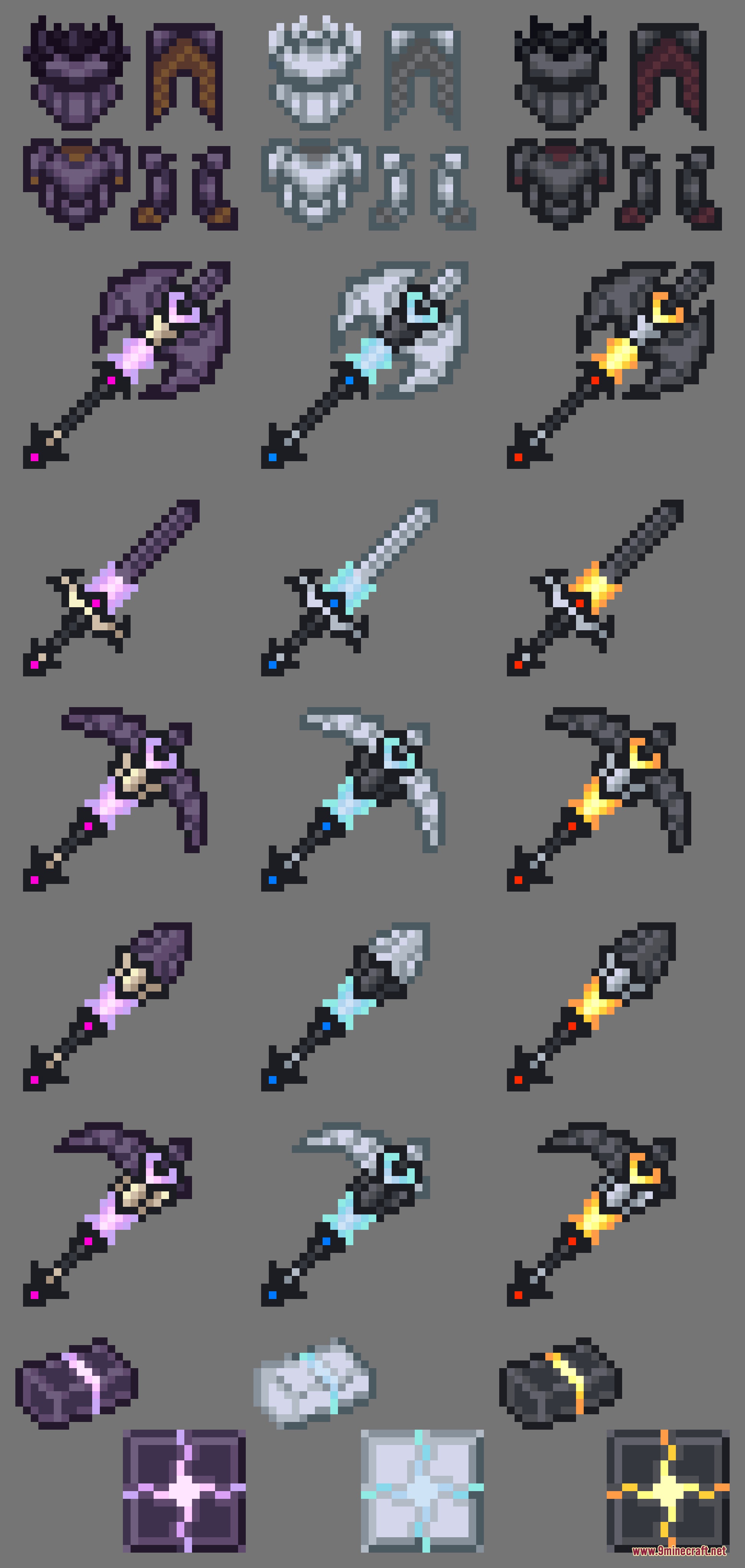 Ice & Fire Dragonsteel Weaponry Resource Pack Screenshot 1 Ice and Fire Dragonsteel Weaponry Resource Pack showcase of various tools and armor
