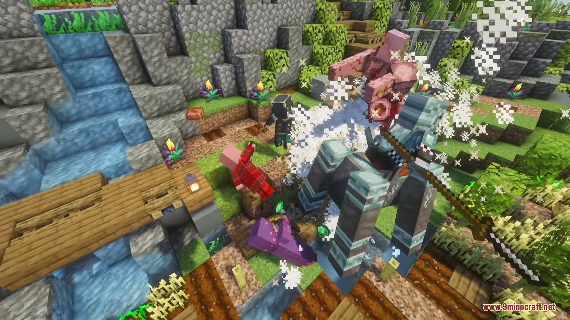 Illager Expansions Mod Screenshot 12 Intense battle against a powerful raid boss and elite illager variants