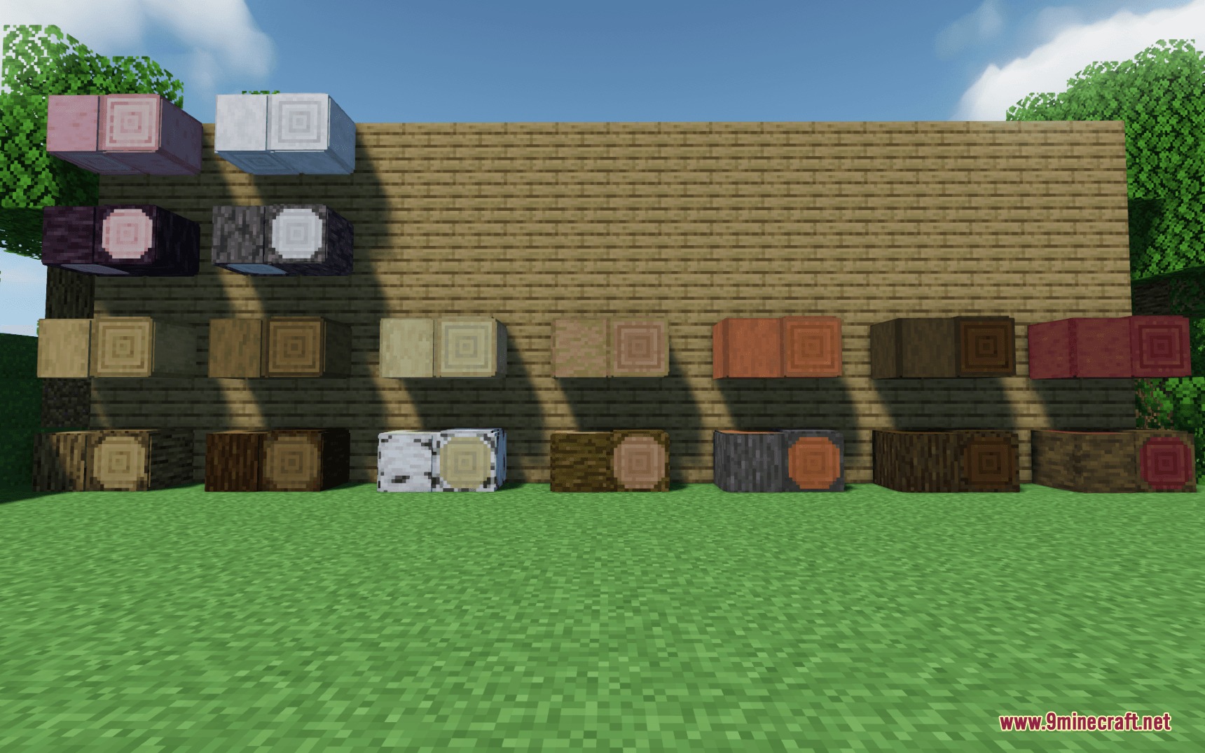 Improved Logs Resource Pack Screenshot 1 Improved Logs Resource Pack adds 3D models to various wood blocks in Minecraft