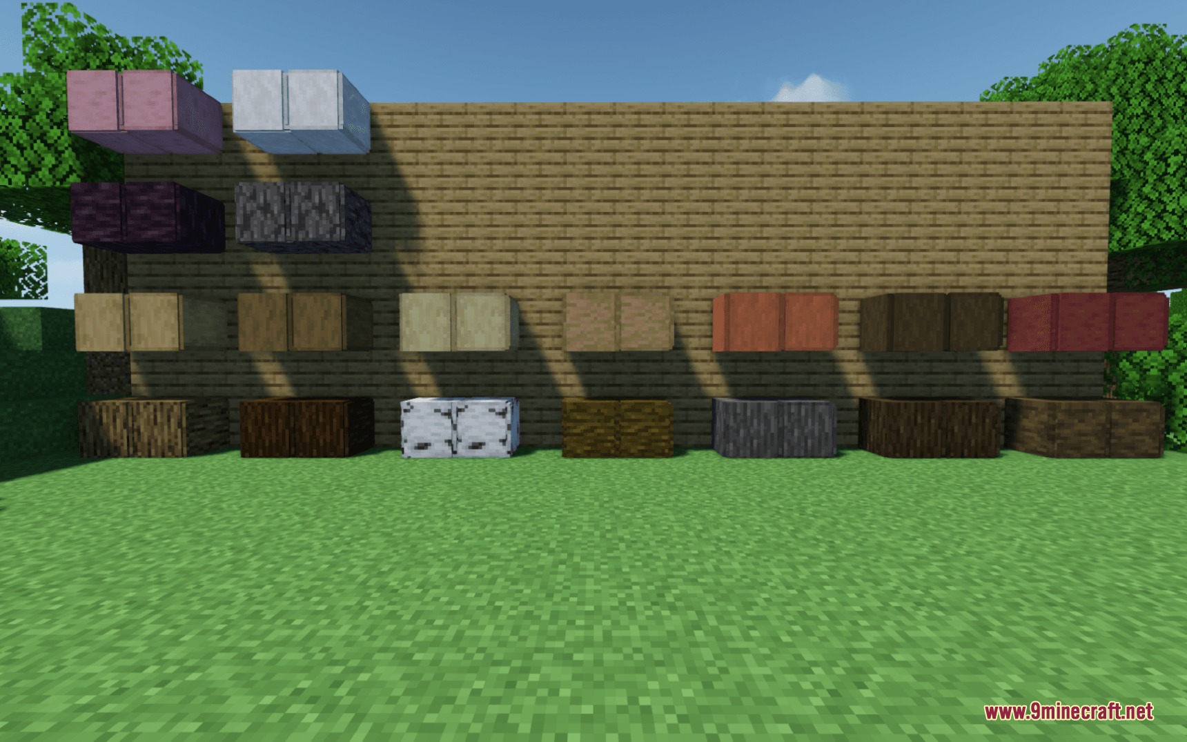 Improved Logs Resource Pack Screenshot 2 Side perspective of 3D wood logs and stripped blocks with rounded textures
