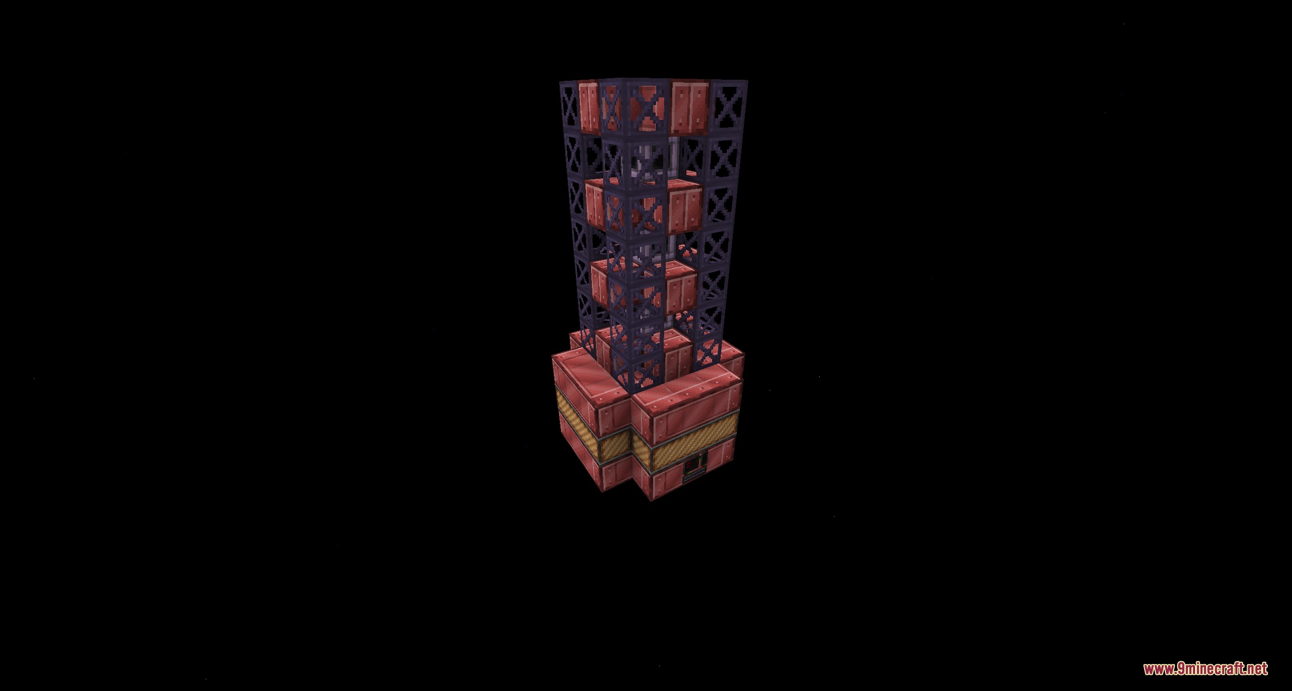 Tall red industrial multiblock tower from the Industrial Expansion Flux Mod