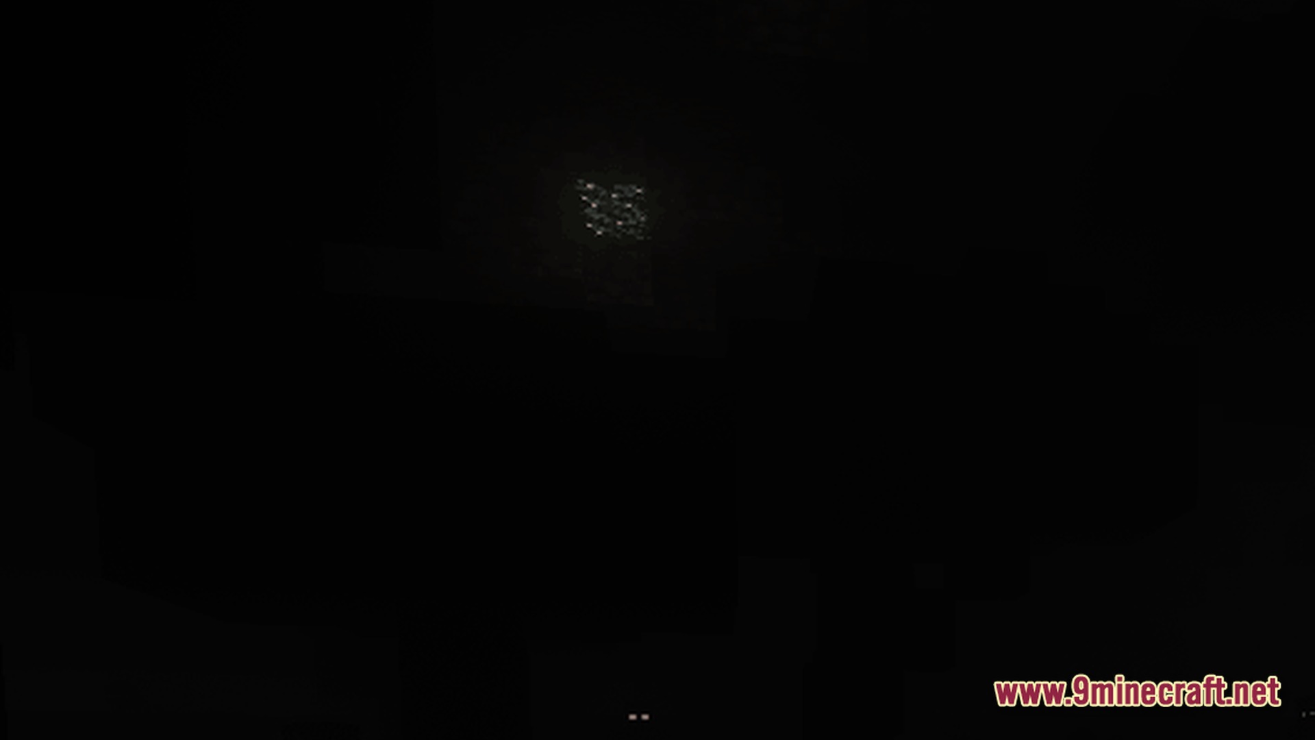 Insomnia Hardcore Origins Bosses Skills Modpack Screenshot 10 A dark Minecraft cave environment featuring a small cluster of glowing ore blocks in the distance
