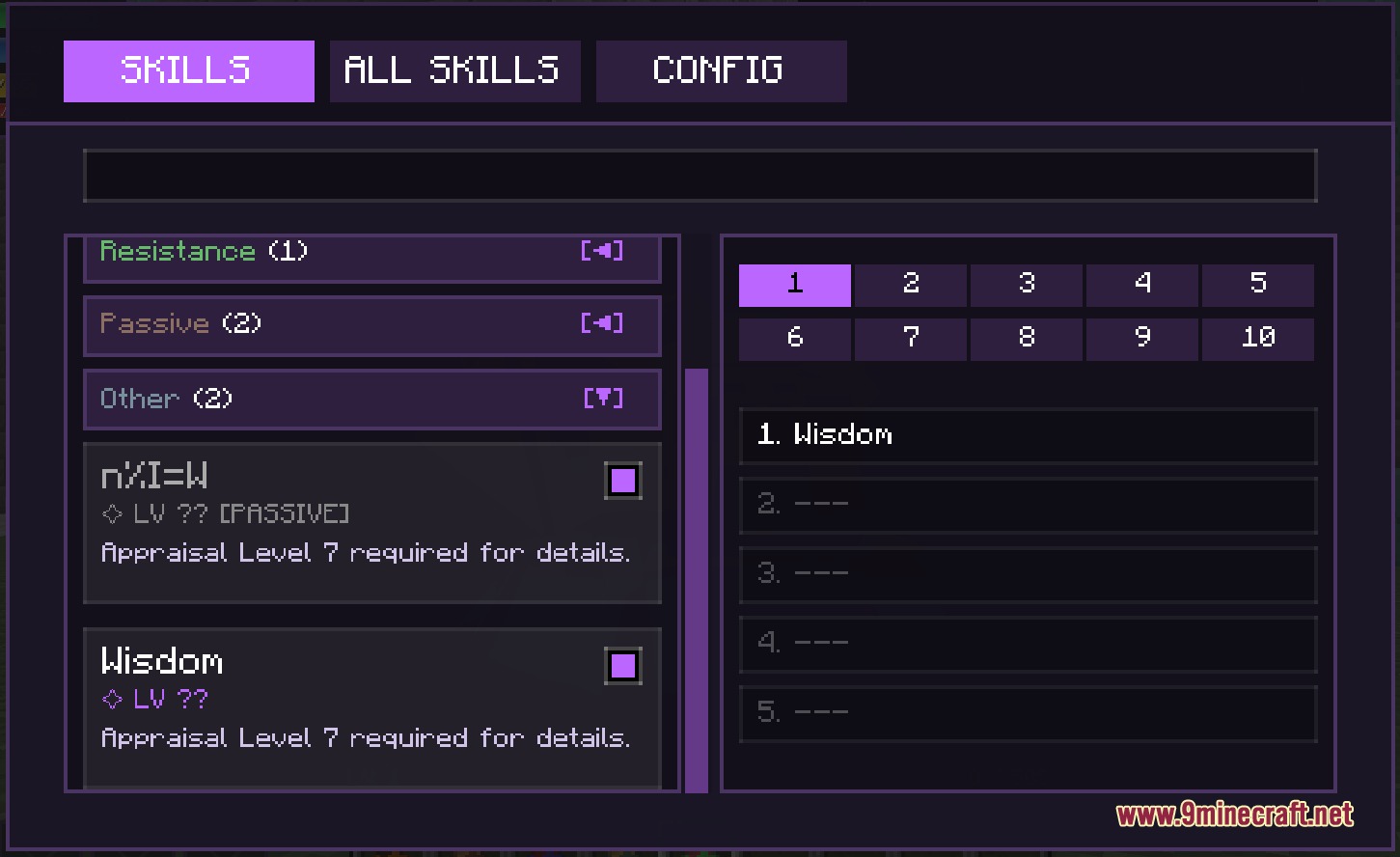 Instinct Born Power Mod Screenshot 2 The Instinct Born Power Mod skill menu displays passive abilities and wisdom