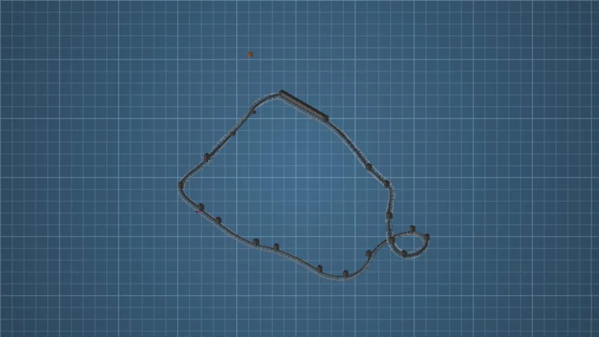 Inverted Rollercoaster Schematic Screenshots 4 Top down view of an inverted rollercoaster schematic layout on a blue grid