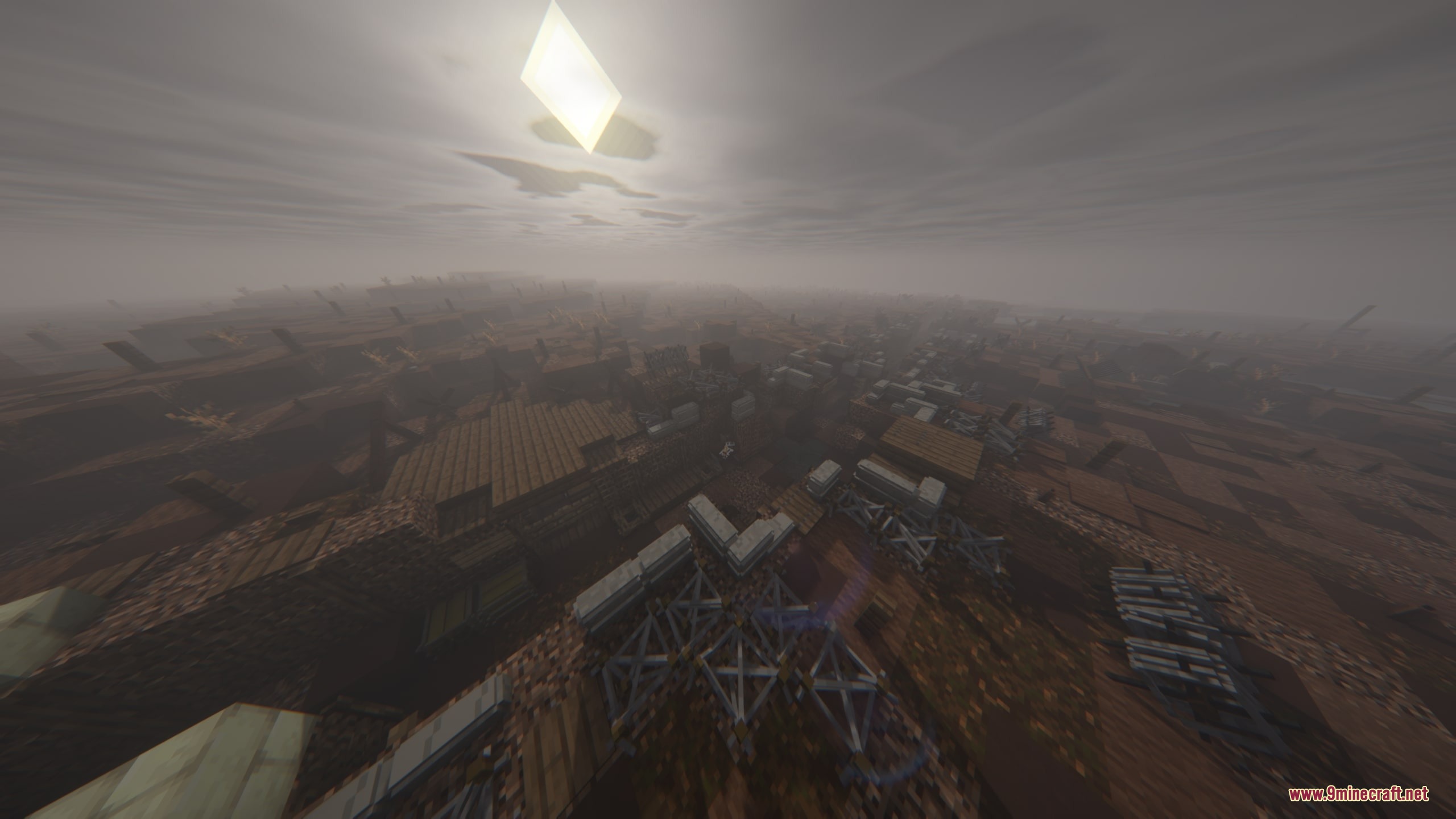 Iron Trenchline Mod Screenshot 5 A desolate World War One battlefield with trenches and barbed wire in Minecraft