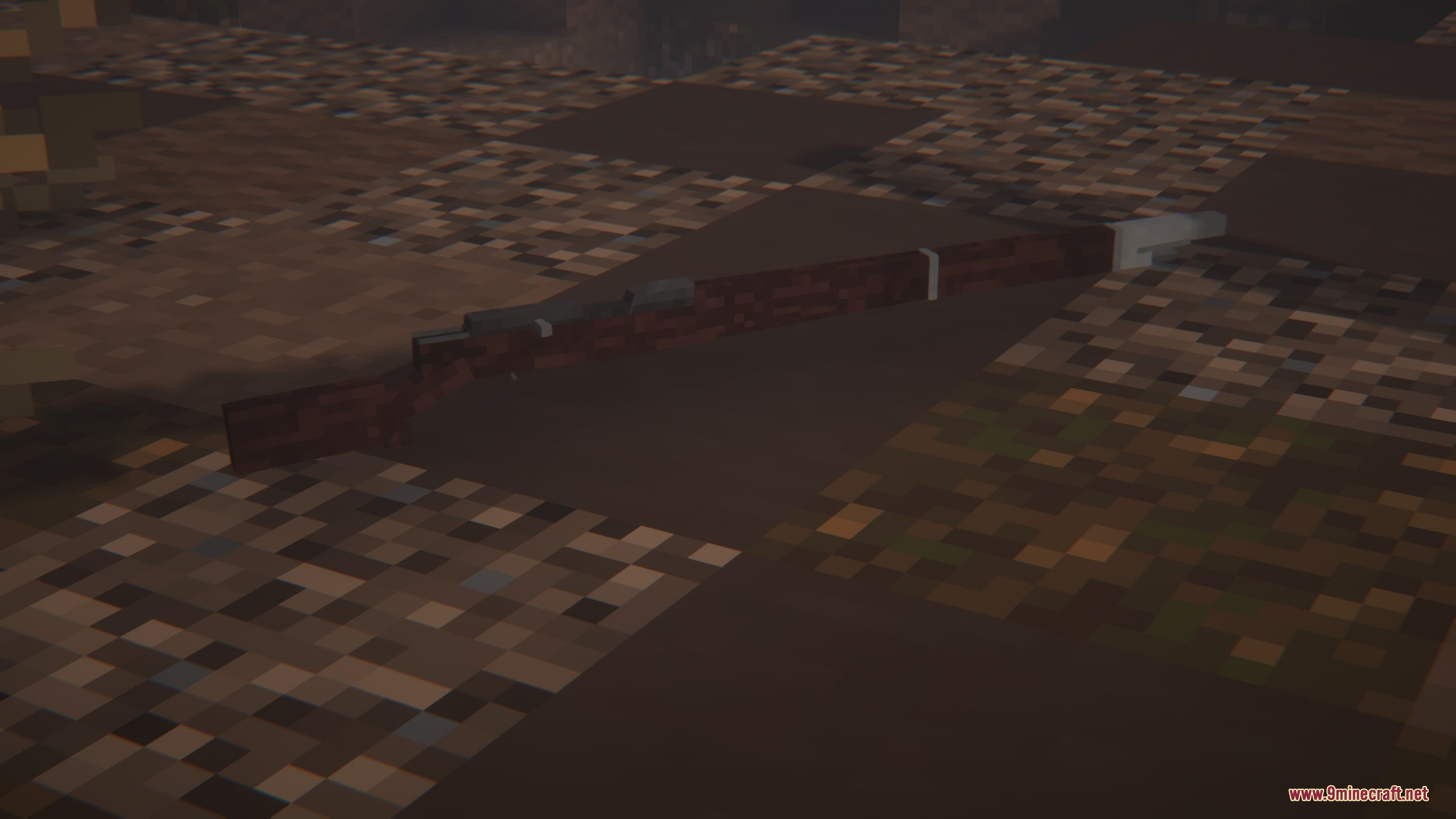 Iron Trenchline Mod Screenshot 6 A detailed vintage bolt action rifle lying on the ground in Minecraft