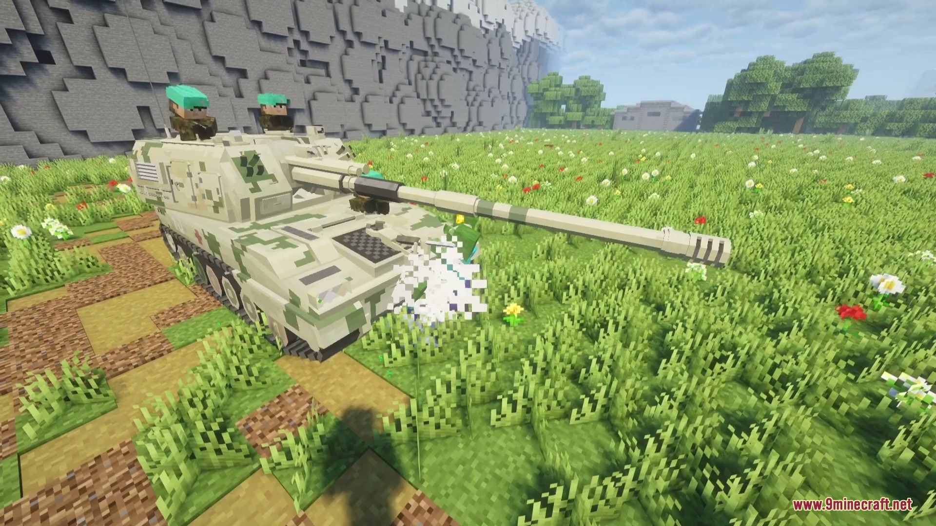 Ironclad Frontline Mod Screenshot 1 A desert camouflage tank with soldiers operating the main turret hatches