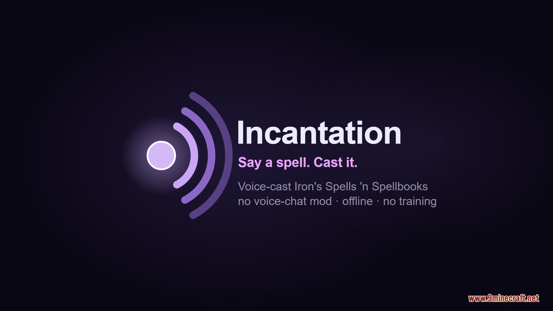 Title card for Incantation mod explaining voice casting for magic spells