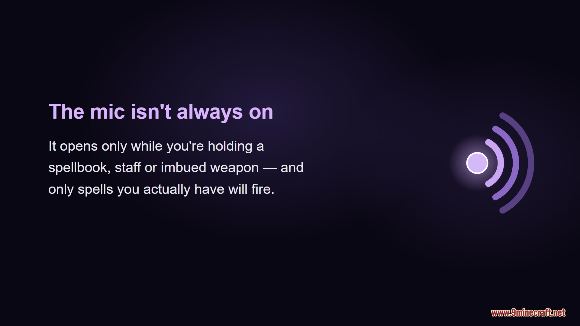 A screen explaining how to use voice commands to cast magic spells