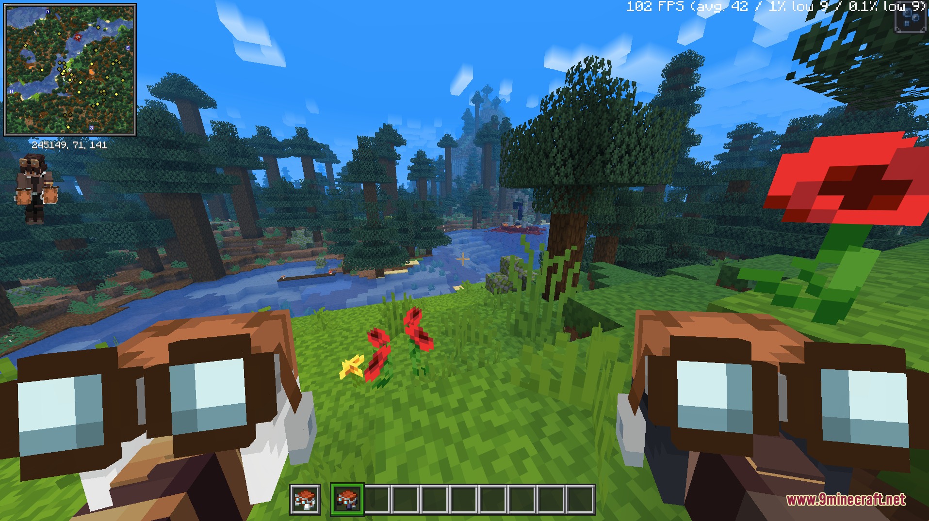 Just 3 D Stuffs Resource Pack Screenshot 3 Player holding 3D spyglasses from the Just 3 D Stuffs Resource Pack