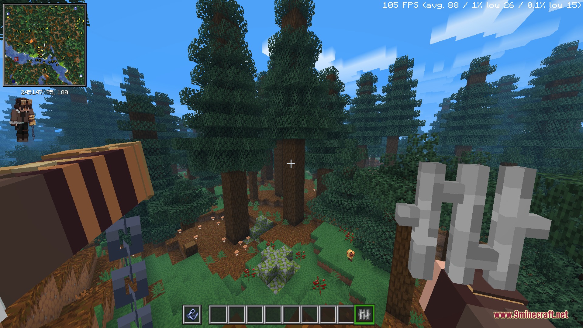 Just 3 D Stuffs Resource Pack Screenshot 7 Player holding 3D iron bars from the Just 3D Stuffs Resource Pack