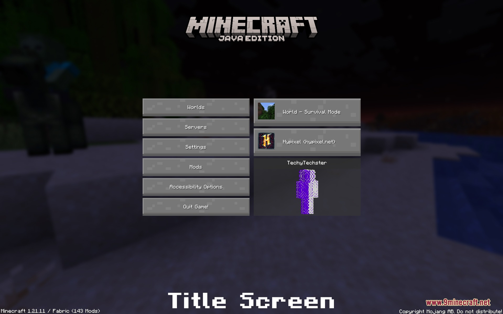 Juxt UI Mod Screenshot 1 Juxt UI Mod redesigns the Minecraft title screen with a modern layout