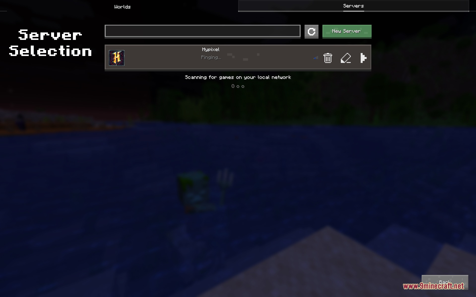 Juxt UI Mod Screenshot 5 A modern server selection screen showing a list of available multiplayer servers