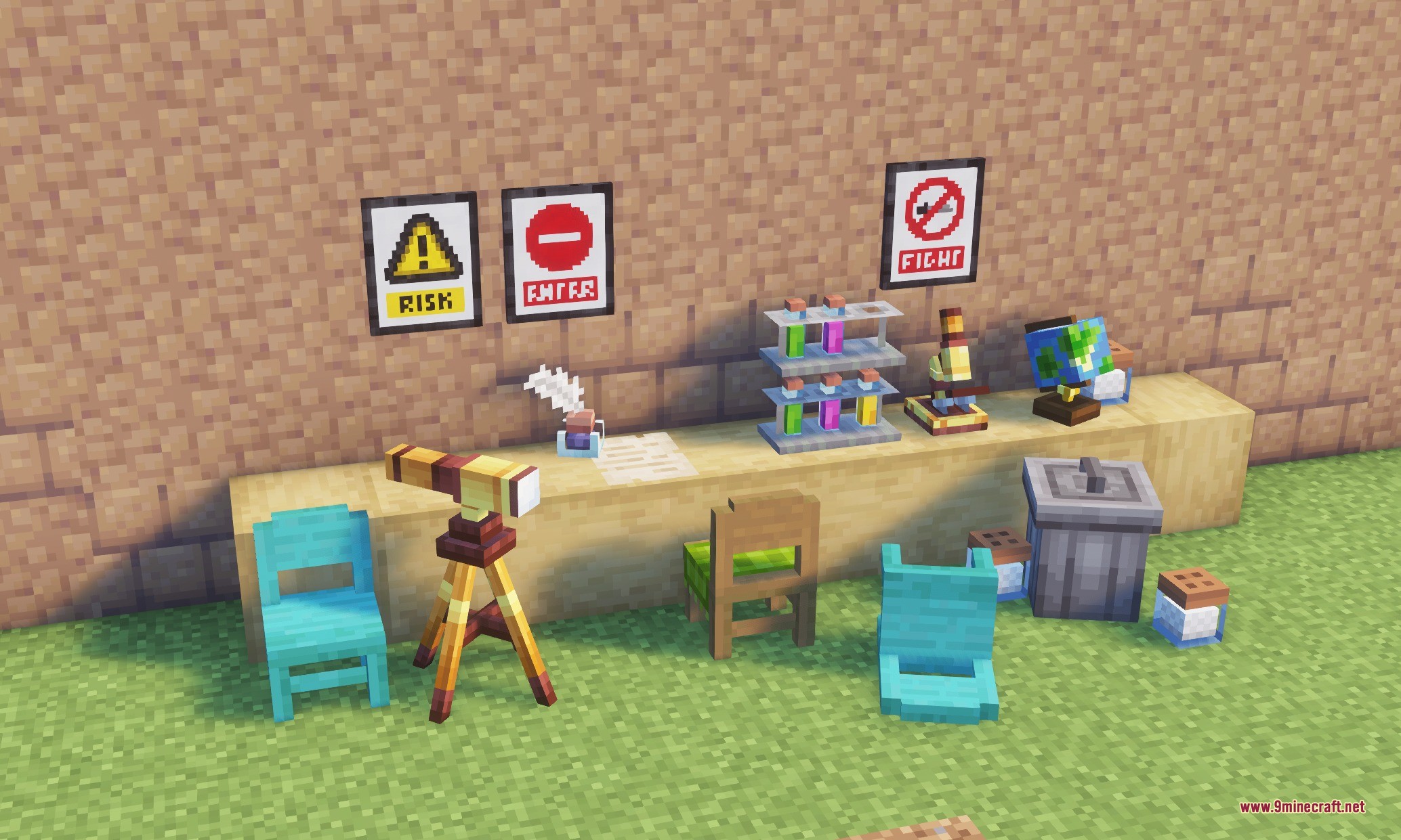 Kaleidoscope Deco Data Pack Screenshot 5 A laboratory room featuring a telescope microscope globe and chemical test tubes