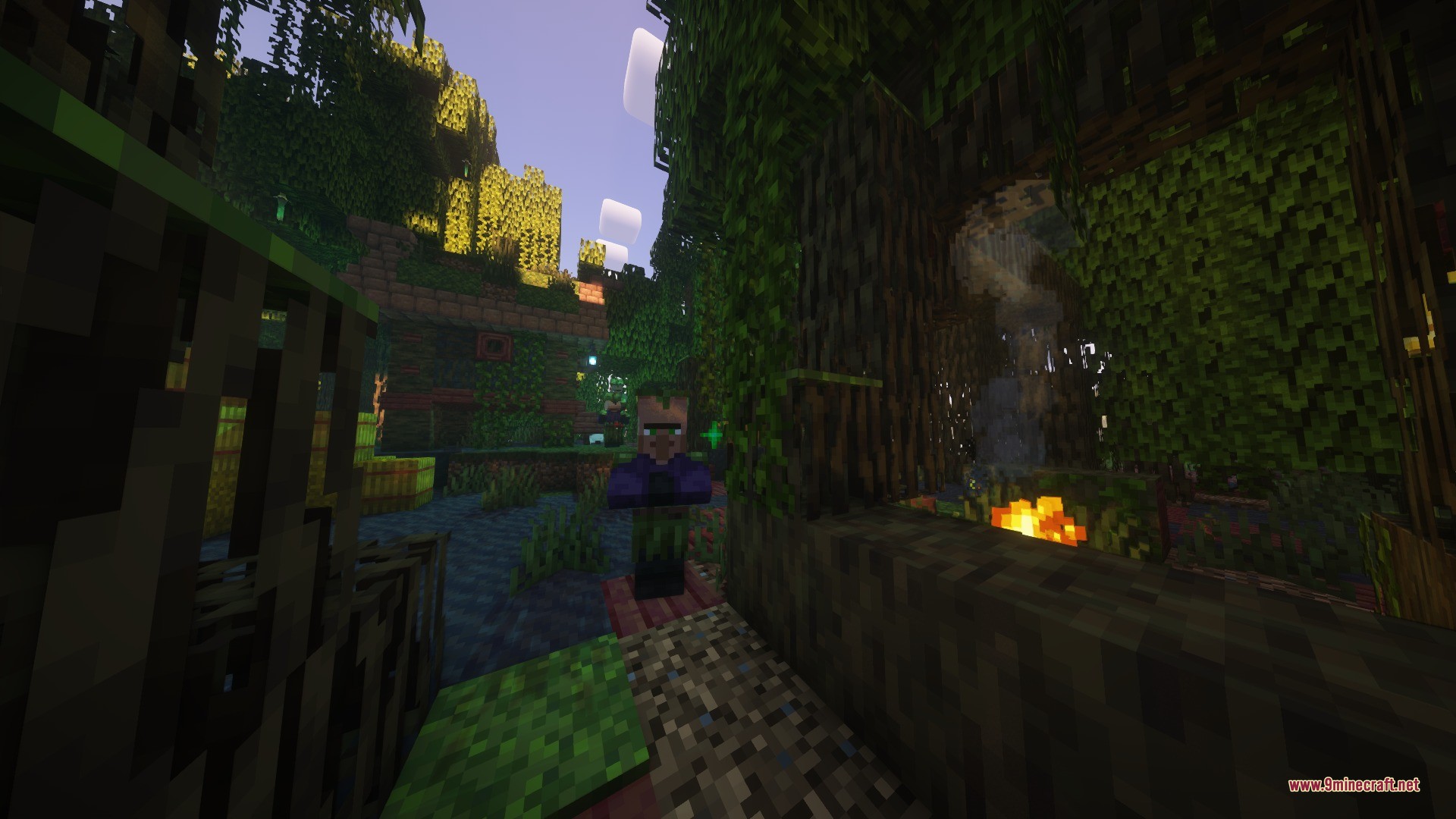 Katters Structures Village Data Pack Screenshot 3 A villager stands in a swamp village from Katters Structures