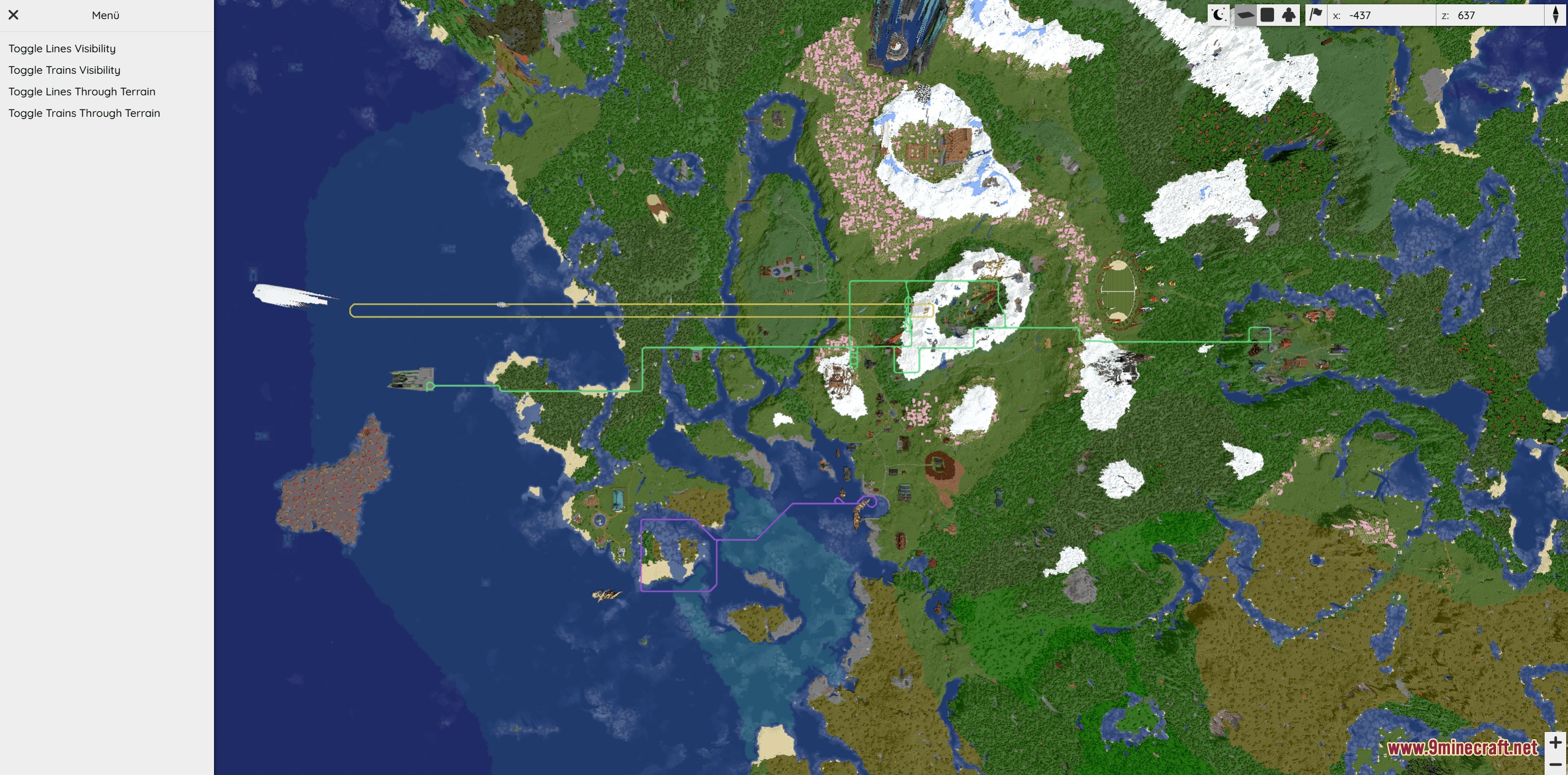 Kinetic Cartography Mod Screenshot 4 Live web map showing colorful train routes and transit lines across the world