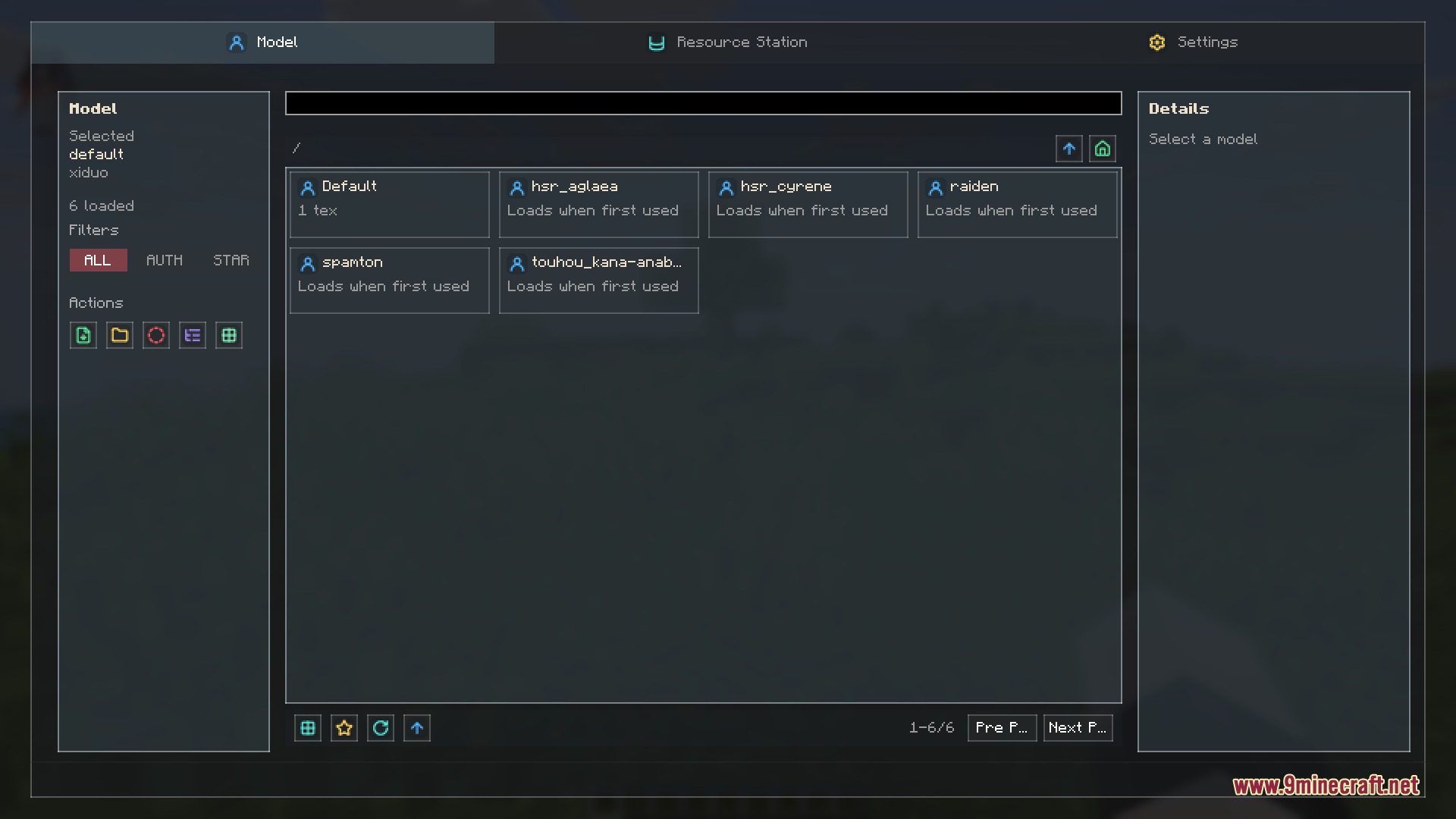 Kinetic Model Forge Mod menu for selecting custom character models in game
