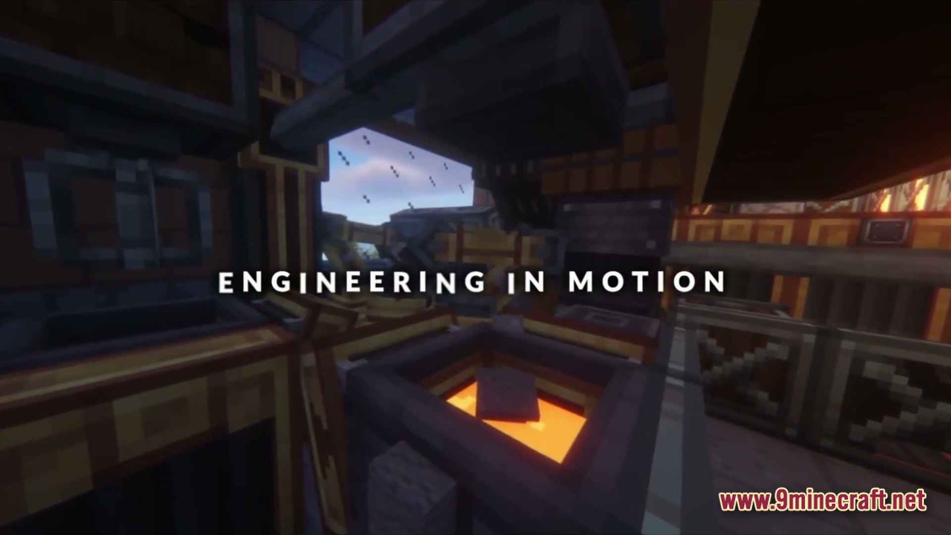 Kinetic Odyssey Quest Modpack Screenshot 4 Complex machinery and a glowing furnace from the Create mod within a steampunk-style industrial workshop