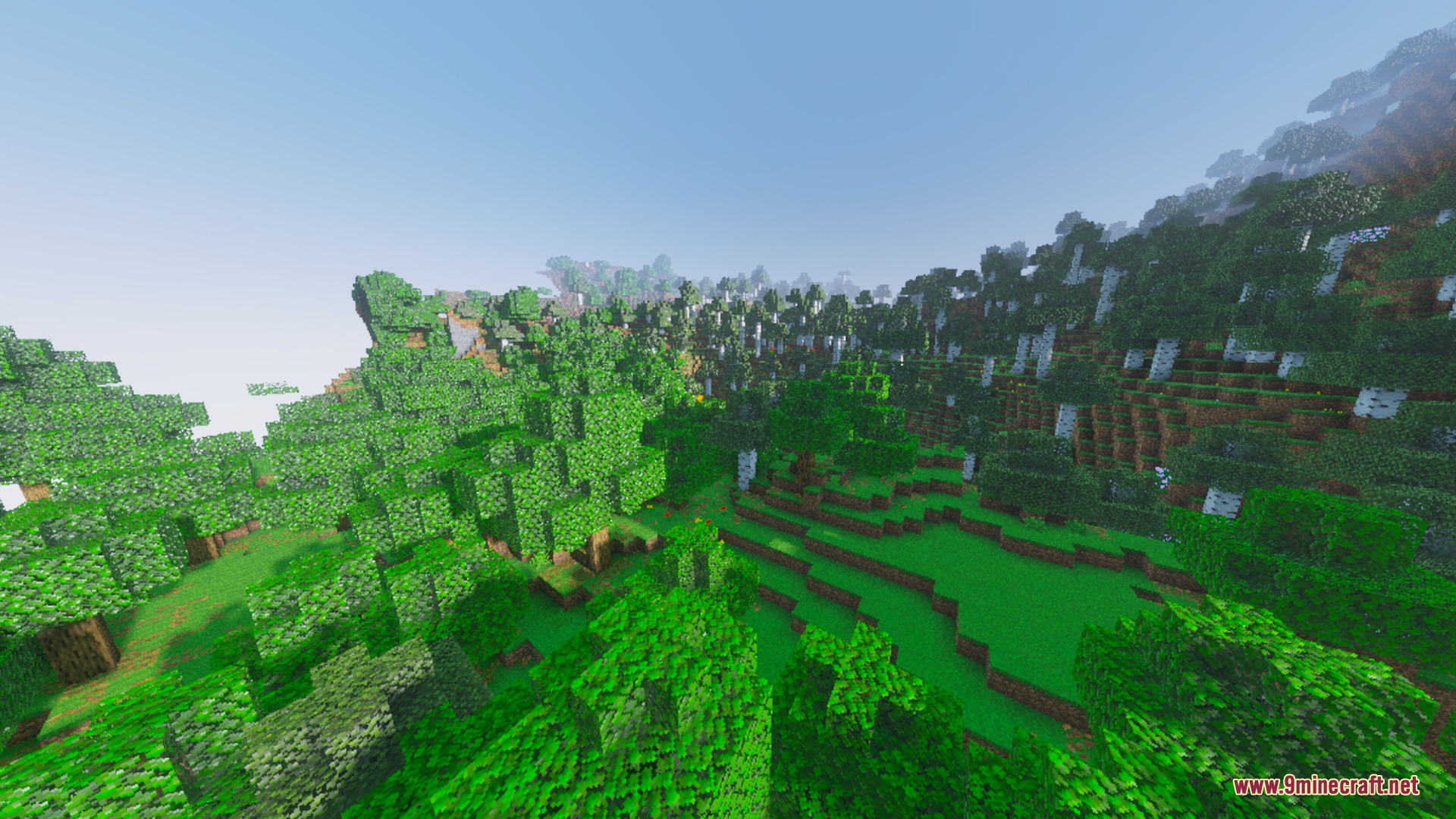 Kinetix Visuals Shader Screenshot 8 Lush green forest biome with vibrant colors and realistic lighting on rolling hills