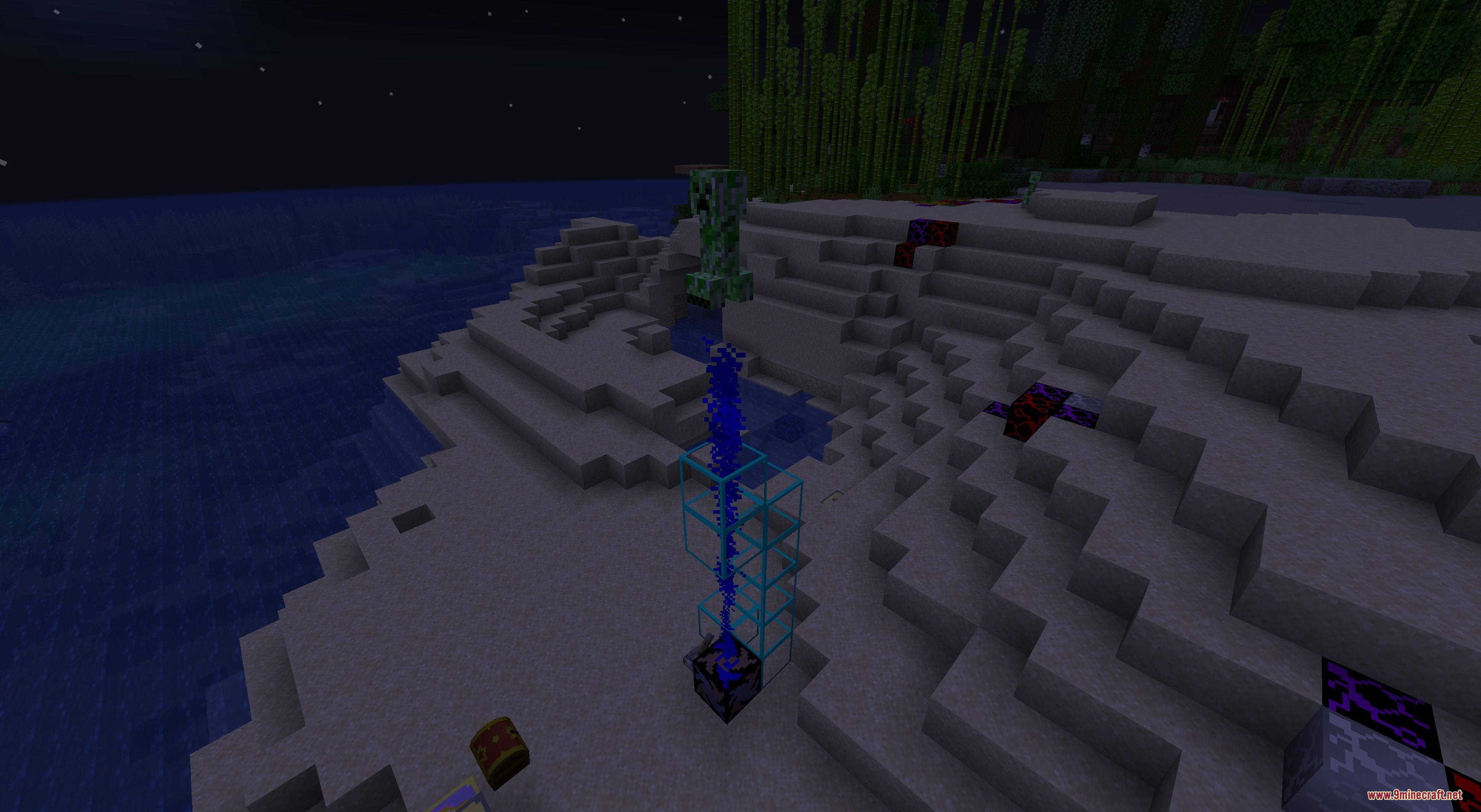 Kingdom Keys 2 Mod Screenshot 7 A creeper is suspended in the air by a blue energy beam