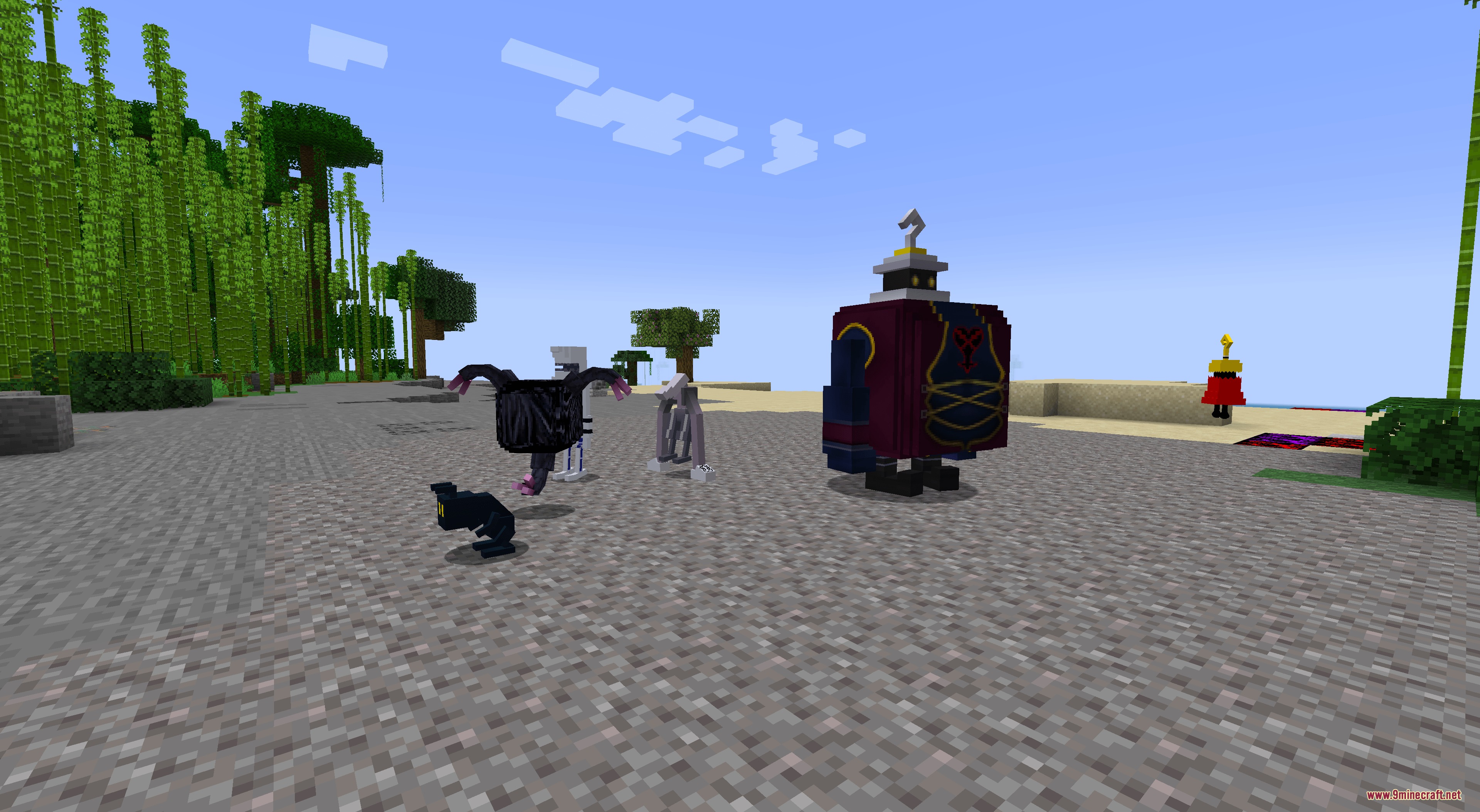 Kingdom Keys 2 Mod Screenshot 8 Several unique Heartless mobs from Kingdom Keys stand on the gravel