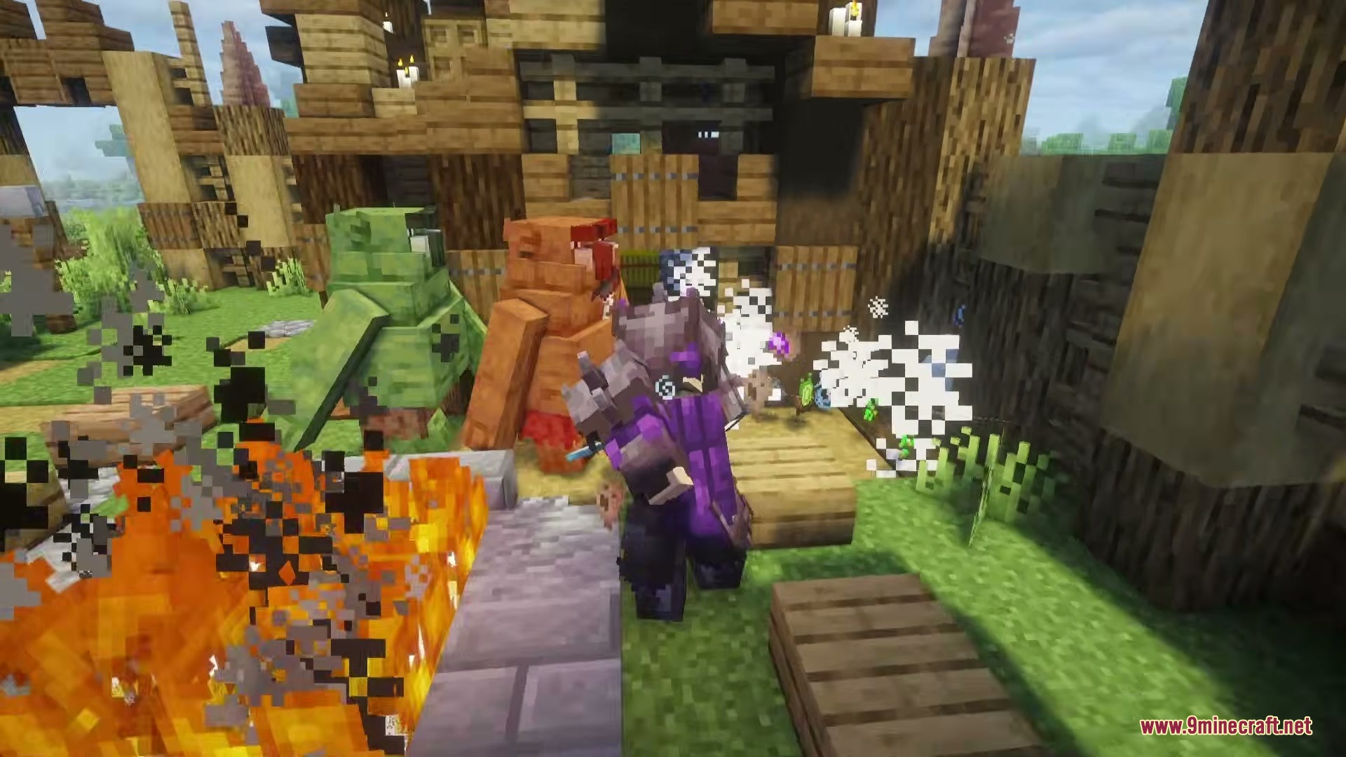 Kings & Monsters Mod Screenshot 4 A player battles several ogre mobs from the Kings and Monsters Mod