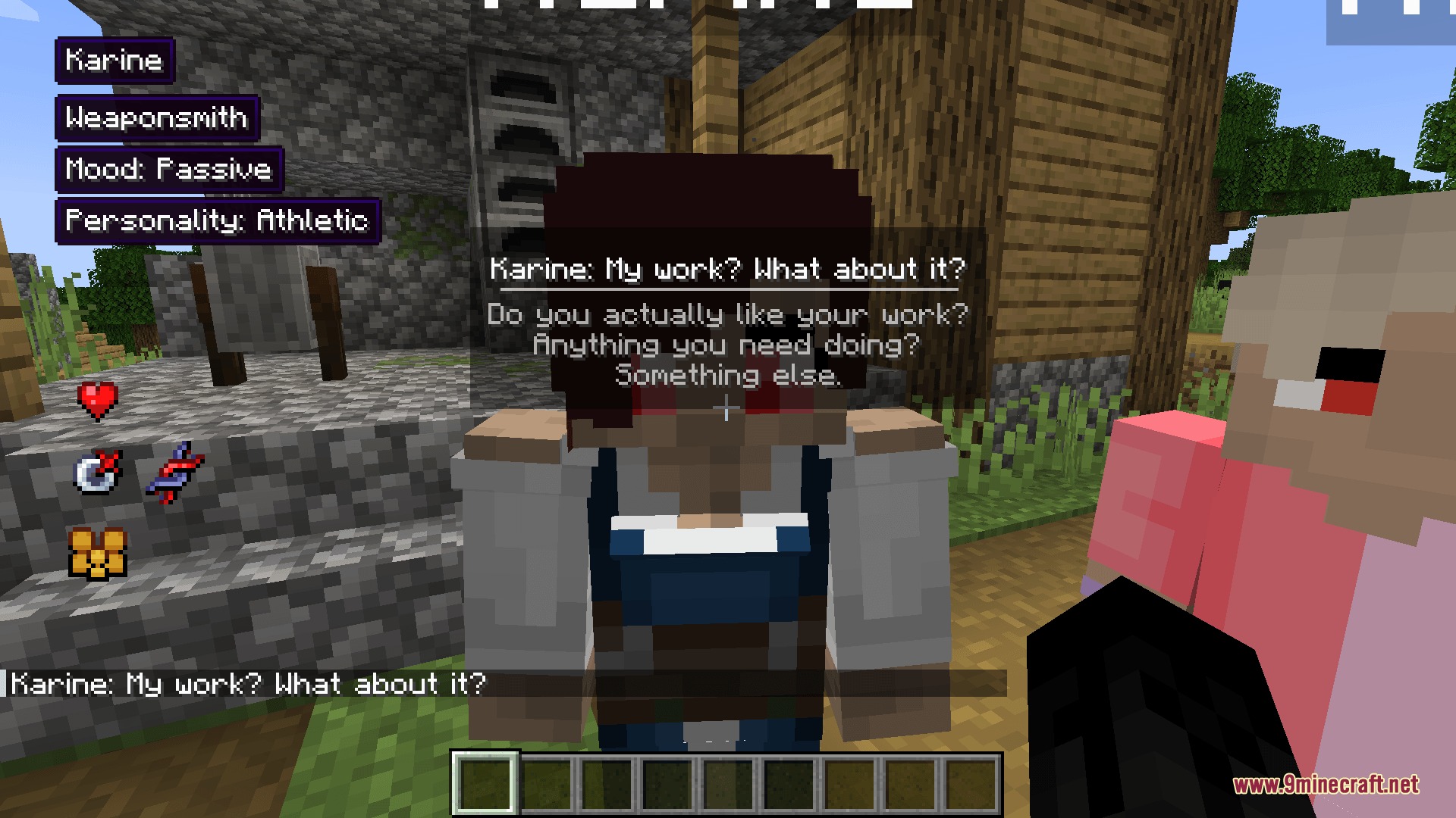 Choosing a specific question about work from the expanded villager conversation menu