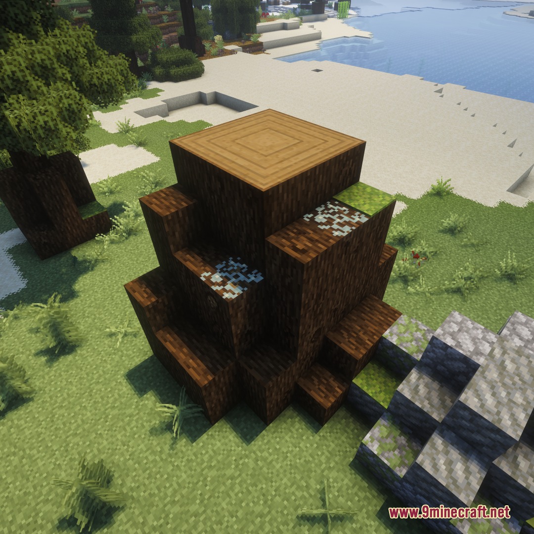 Knots and Rings Mod adds realistic wood rings and bark to tree stumps