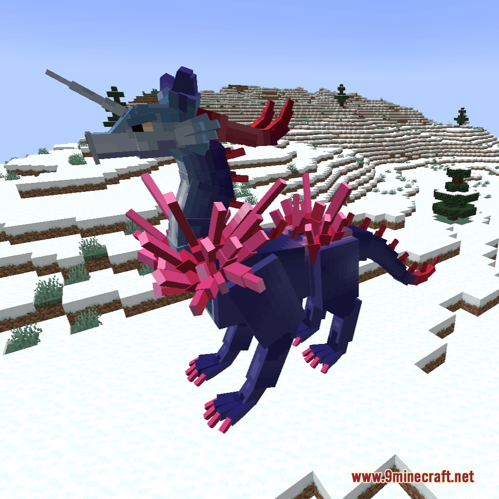 Kumo Desu Ascension Mod Screenshot 4 A large blue dragon with pink crystals from Kumo Desu Ascension Mod