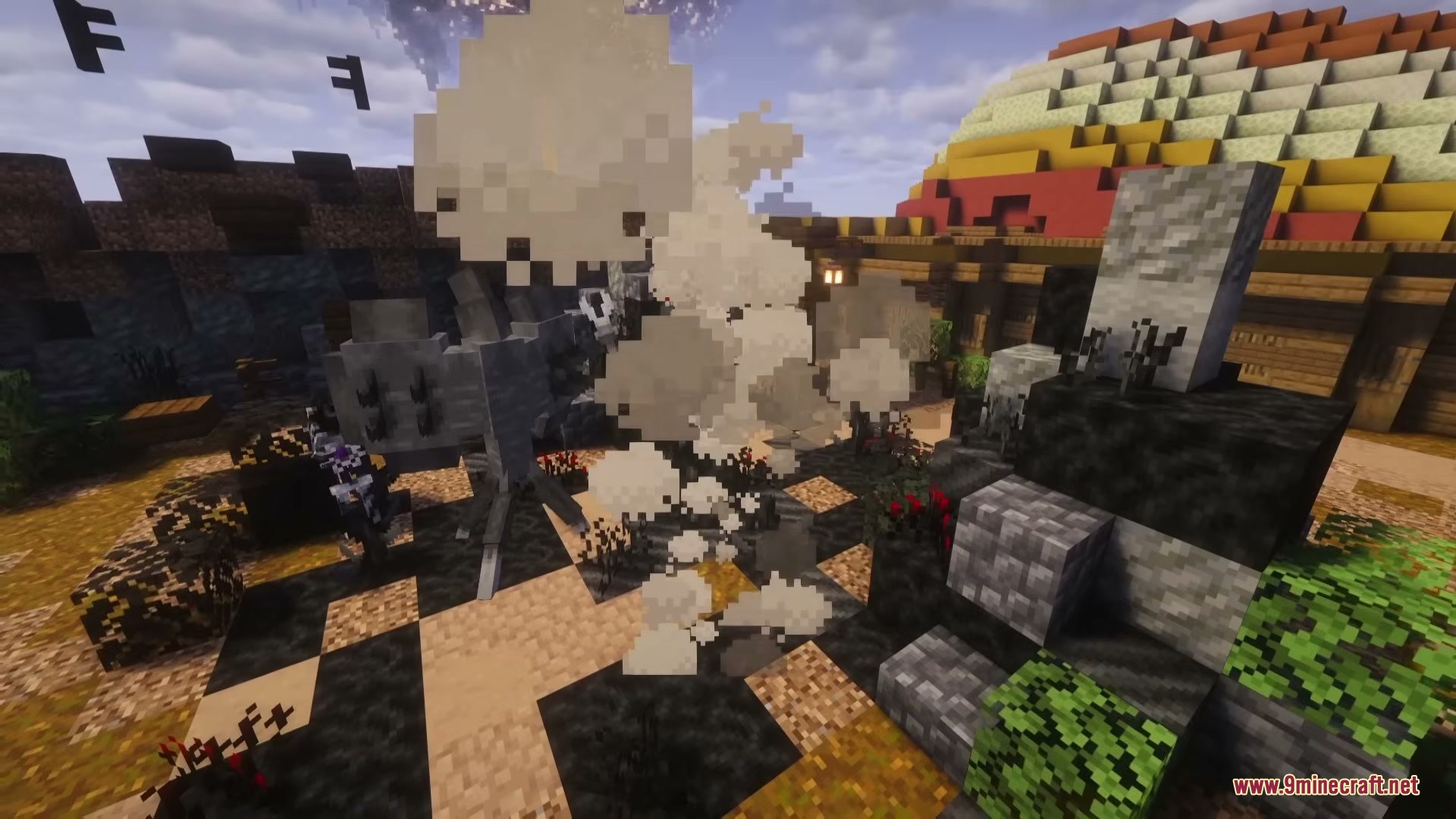 LARGE UPDATE SOON Rise of the Asens Mod Screenshot 10 Massive smoke clouds appear over dark decay and infected Minecraft structures